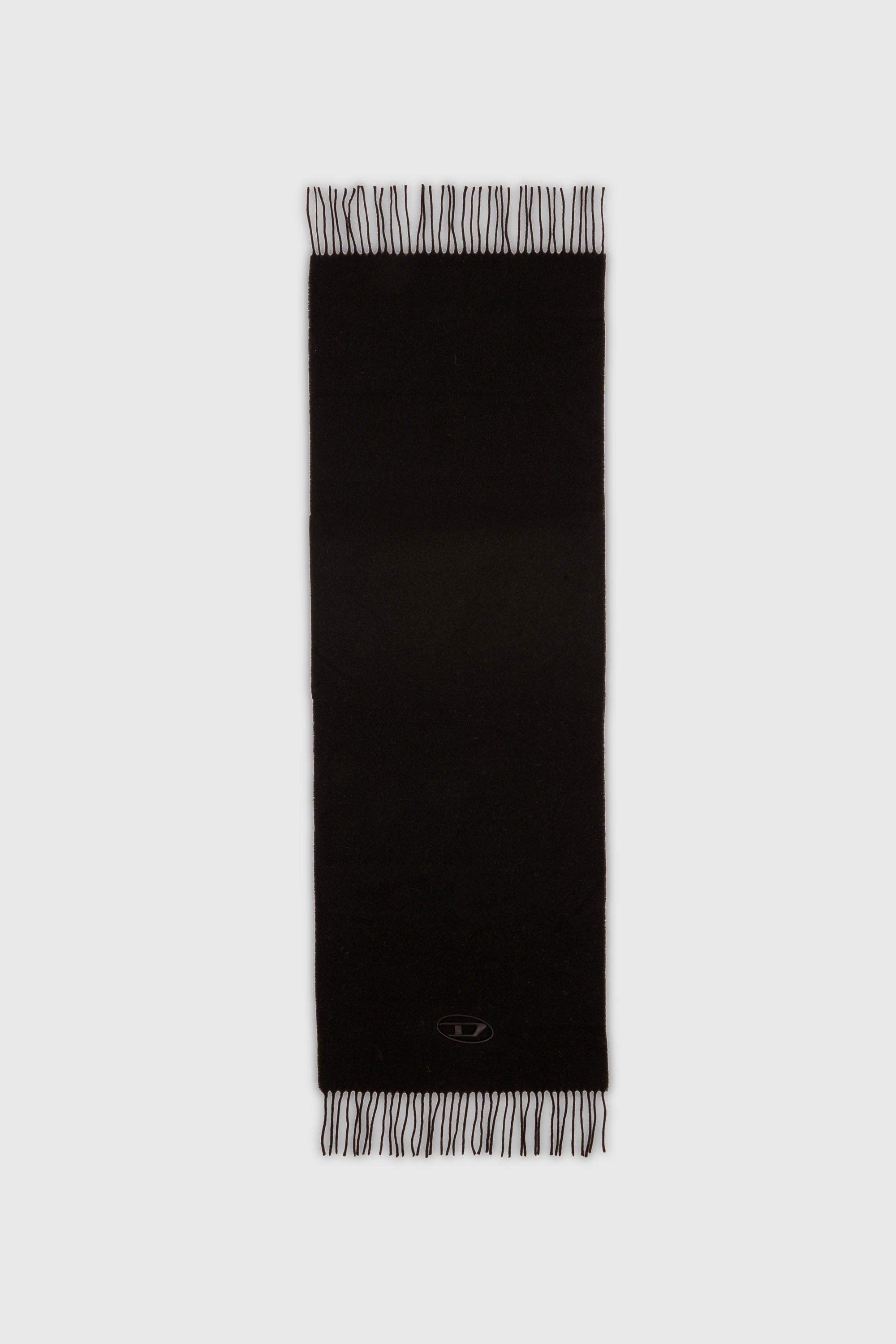 Diesel - S-IMON-D-LONG, Unisex's Wool-blend scarf with fringed edges in Black - 2