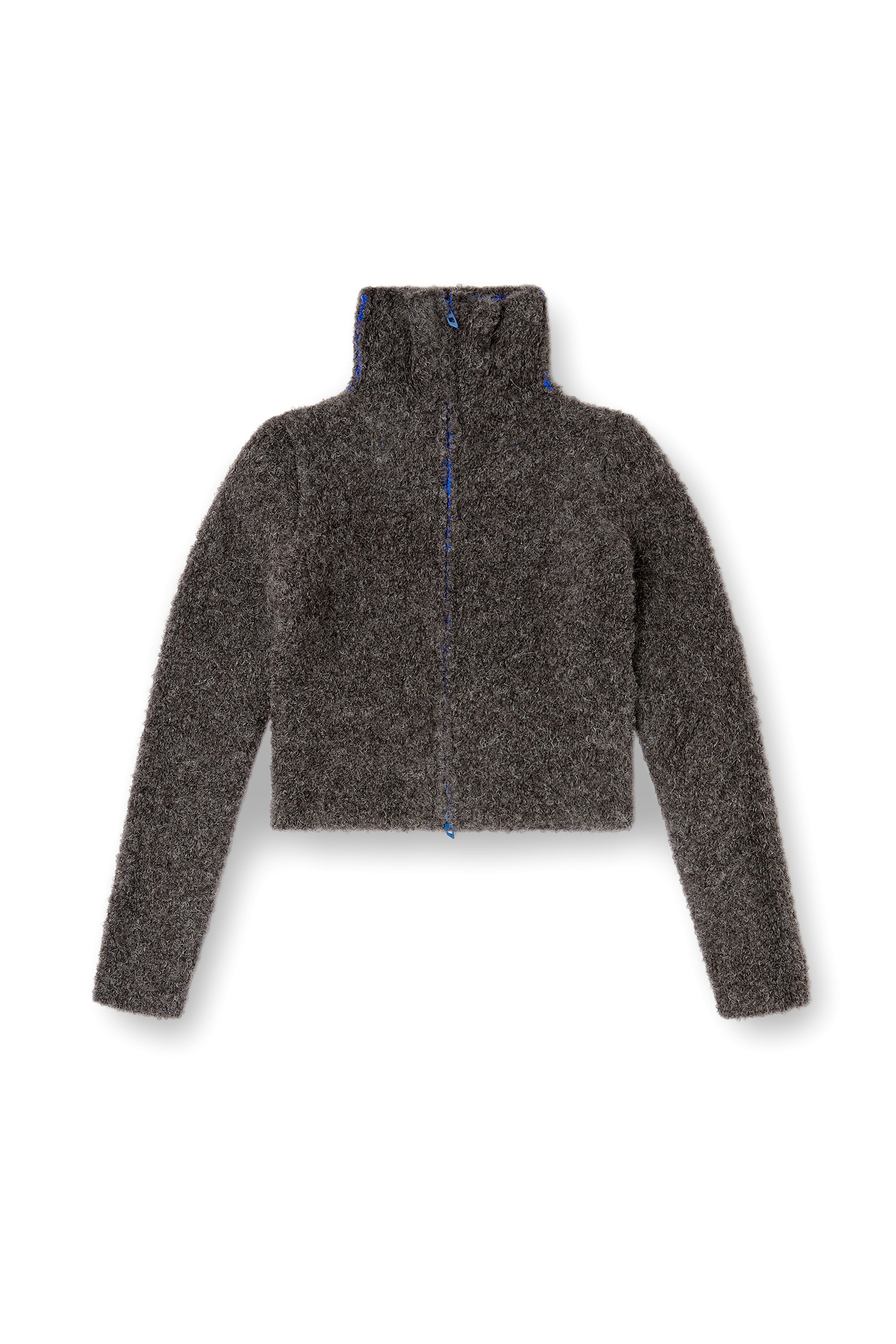 Diesel - M-ELEONERE, Woman's Zip cardigan with contrast interior in Dark grey - 2