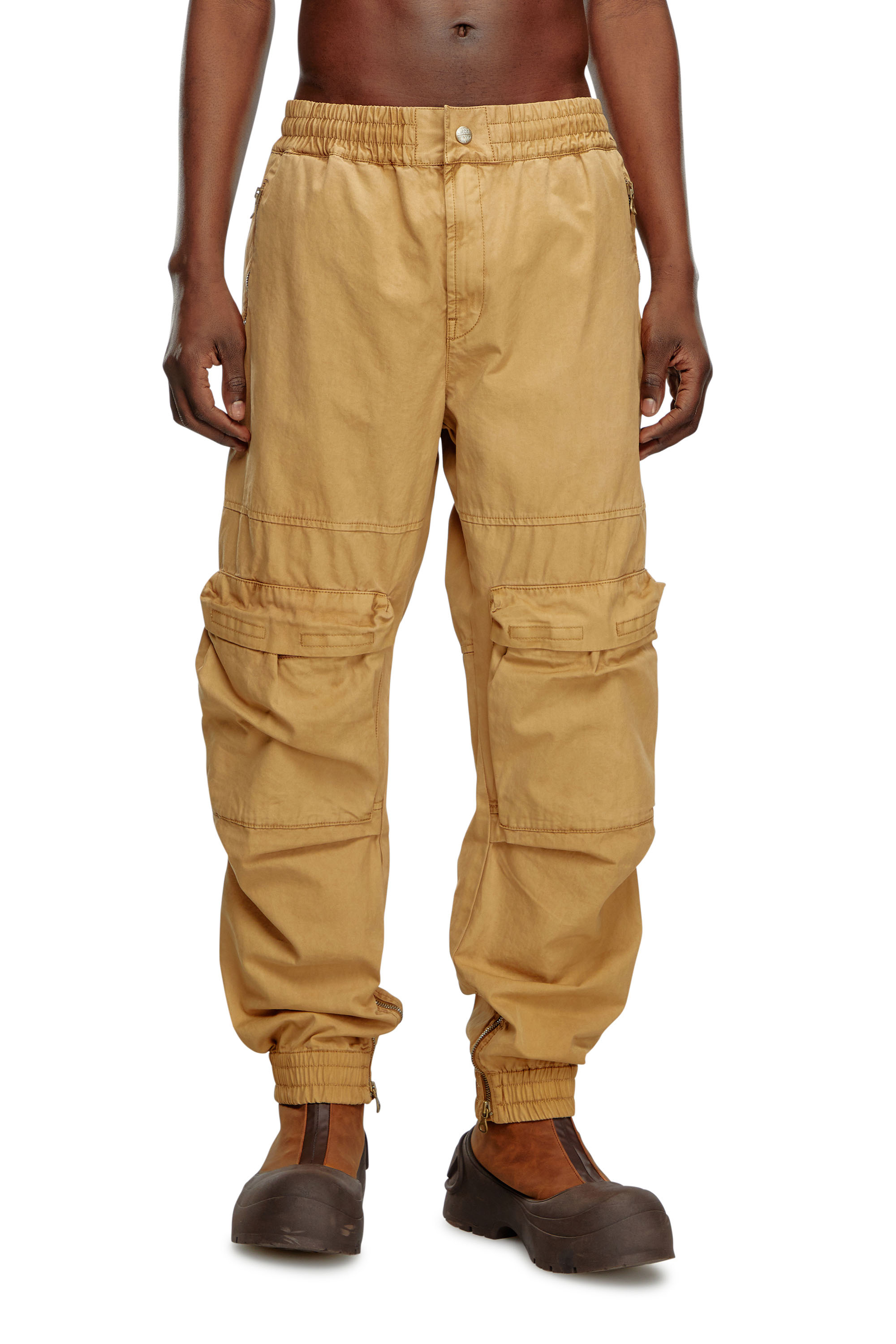 Diesel - P-BEECK, Man's Cargo pants in faded organic cotton in Light Brown - 1