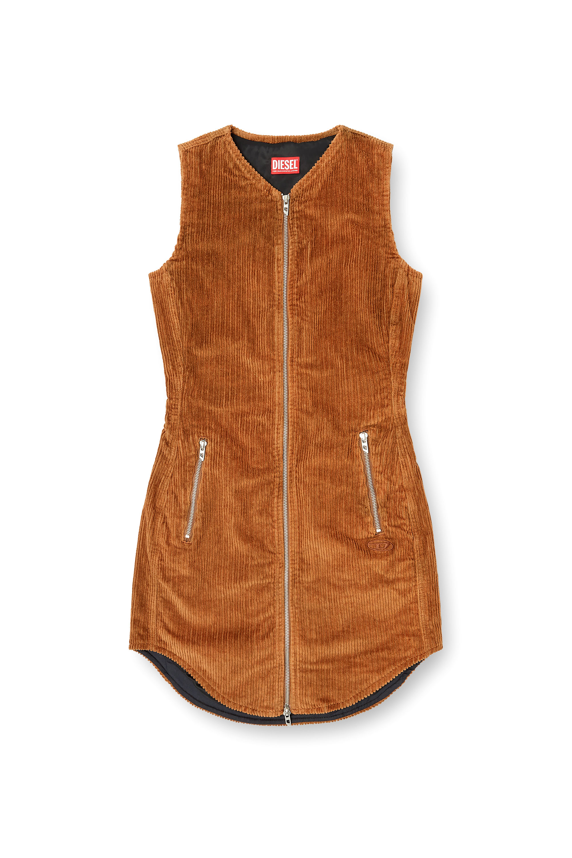D-ENEA, Brown Diesel - D-ENEA, Woman's Cotton mini dress with front zipper in Brown - 2