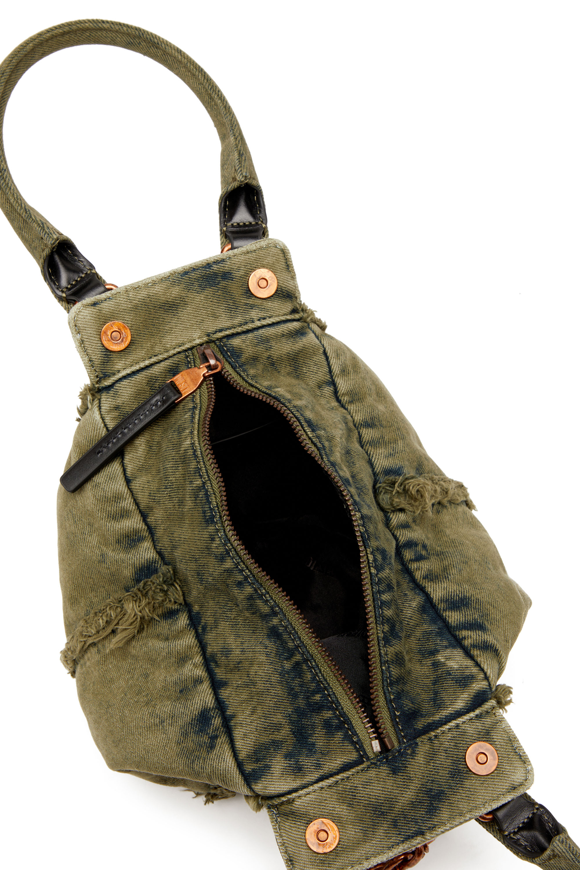 Diesel - D-VINA-XS, Woman's D-Vina-Xs-Handbag in distressed denim in Military Green - 4