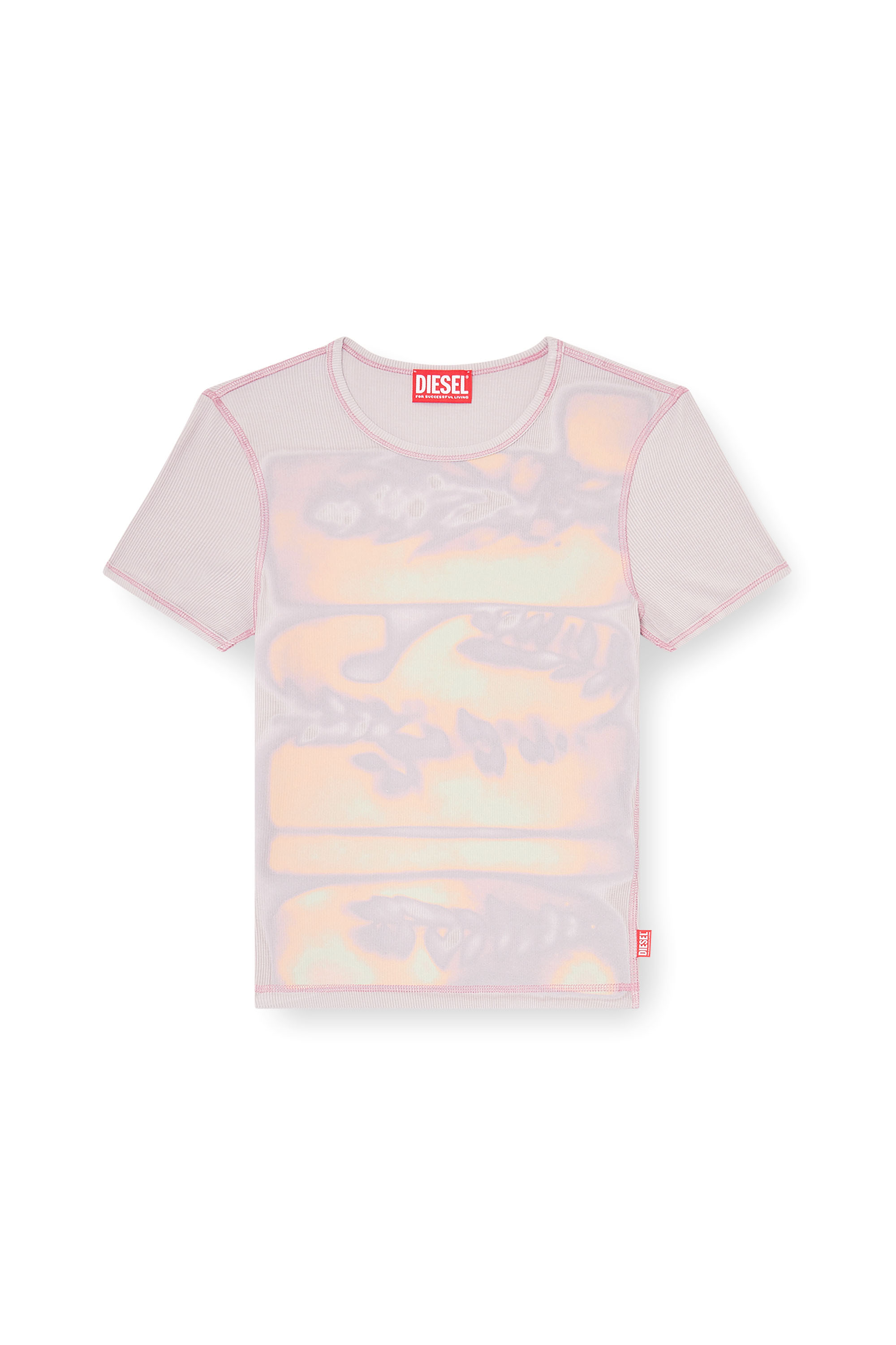 Diesel - T-ELE-LONG-AA1, Woman's Slim jersey top with graphic print in Lilac - 3