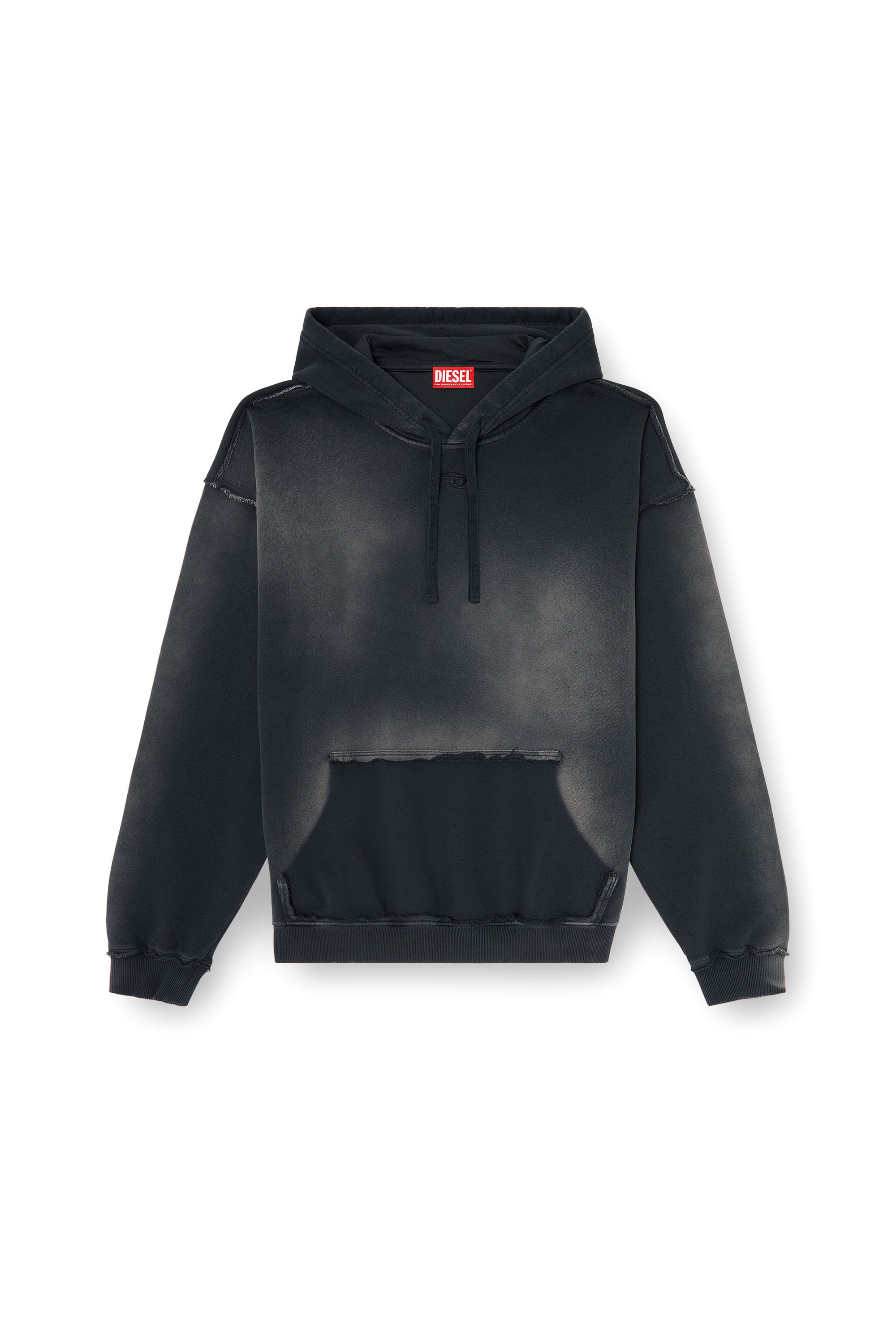 Diesel - S-POCK-HOOD, Man's Faded cotton hoodie with frayed details in null - 3