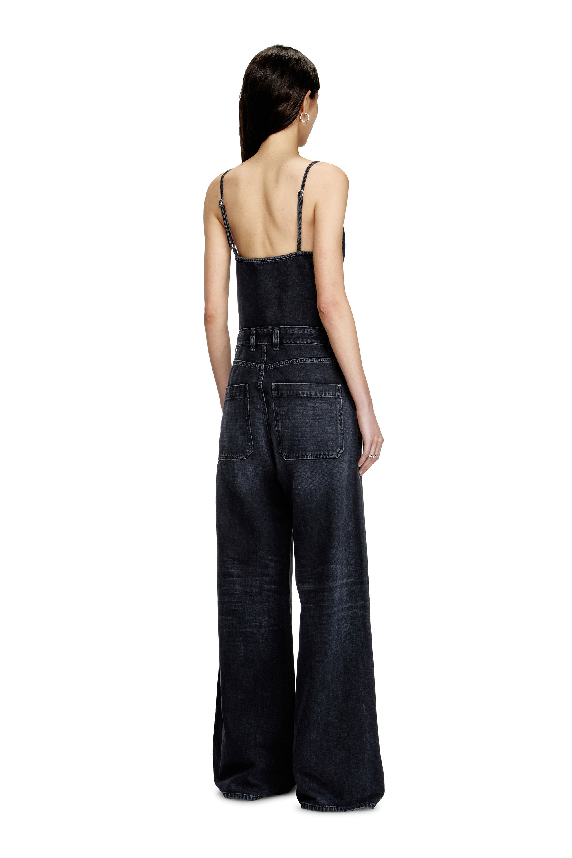 DE-VORS, Black Diesel - DE-VORS, Woman's Strappy jumpsuit in batavia-weave denim in Black - 3