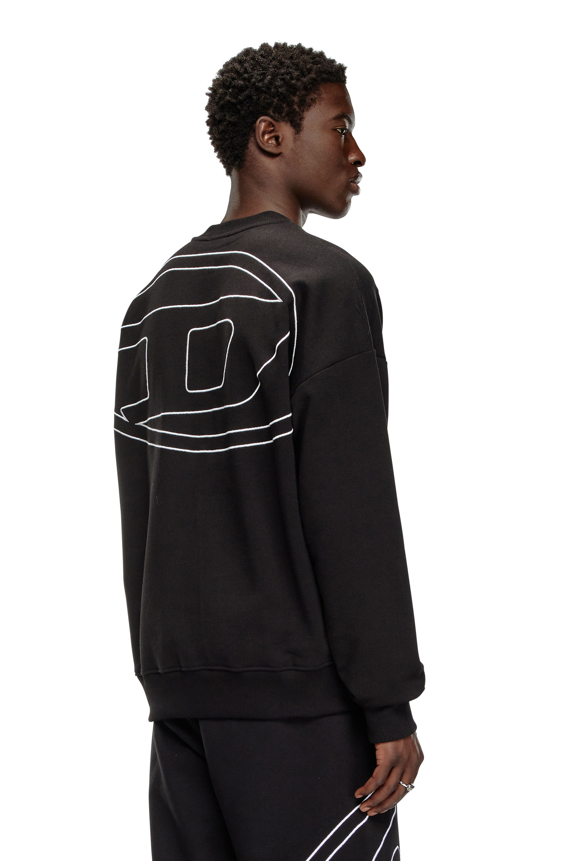 Diesel - S-ROB-MEGOVAL-D, Man's Sweatshirt with logo embroidery in Black - 3