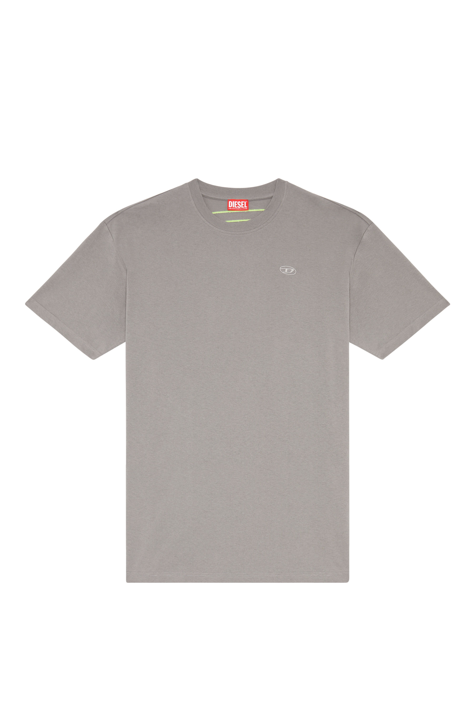 Diesel - T-BOGGY-MEGOVAL-D, Man T-shirt with maxi oval D embroidery in Grey - Image 3