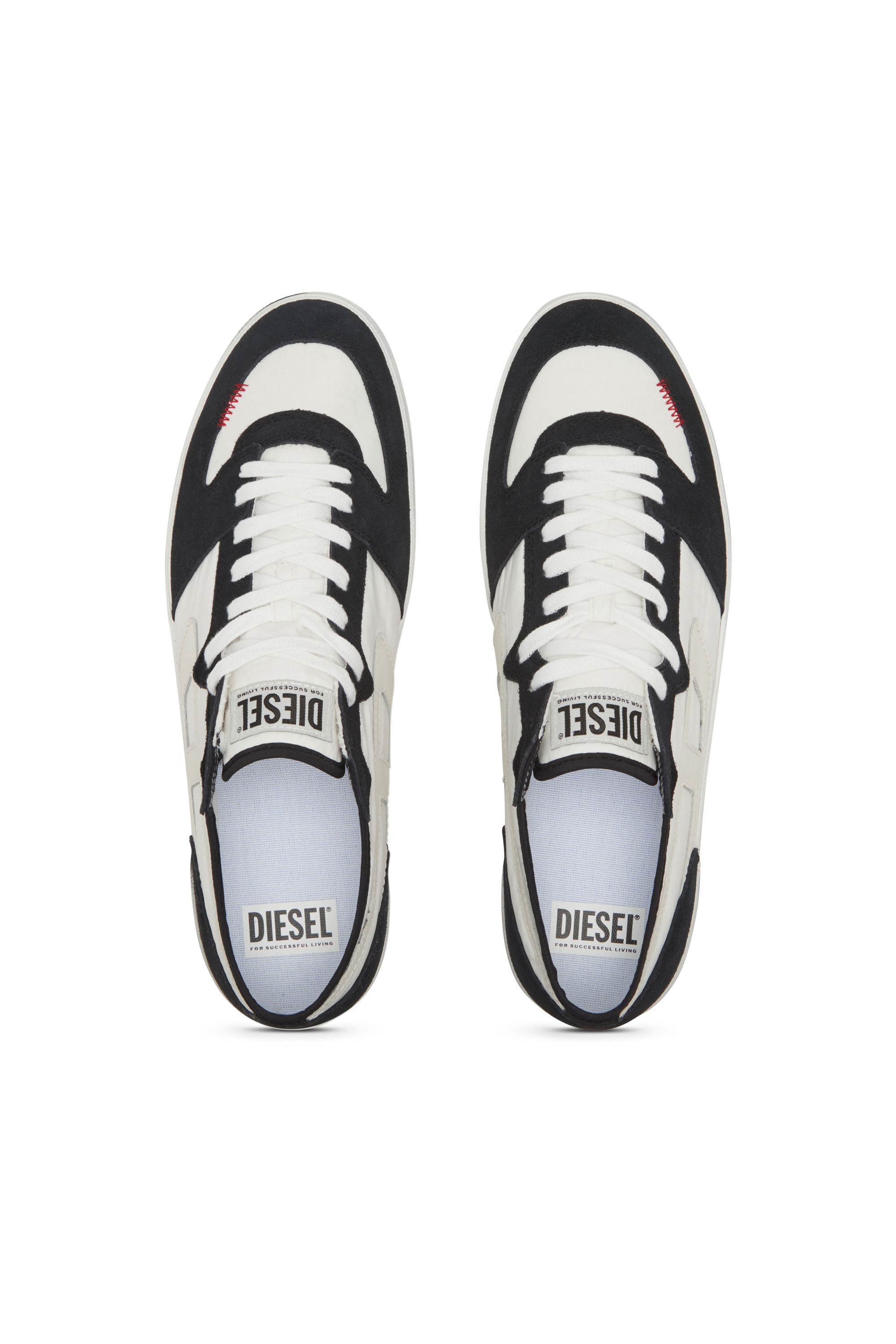 Diesel - S-LEROJI D-1 LOW, Man's S-Leroji D-Sneakers in padded ripstop and suede in Black/White - 6