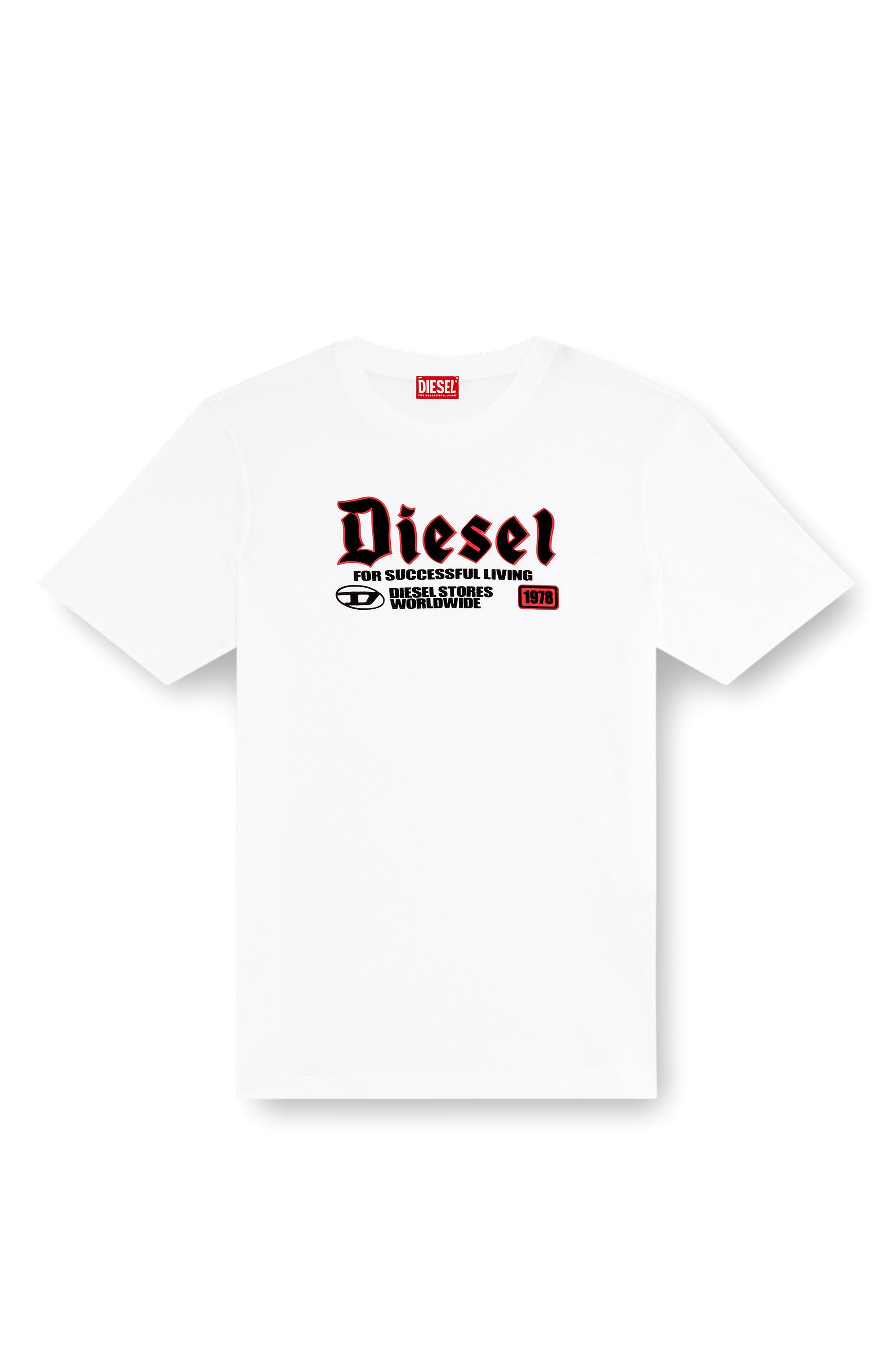 Diesel - T-ADJUST-K1, Man's T-shirt with flocked Diesel print in White - 3