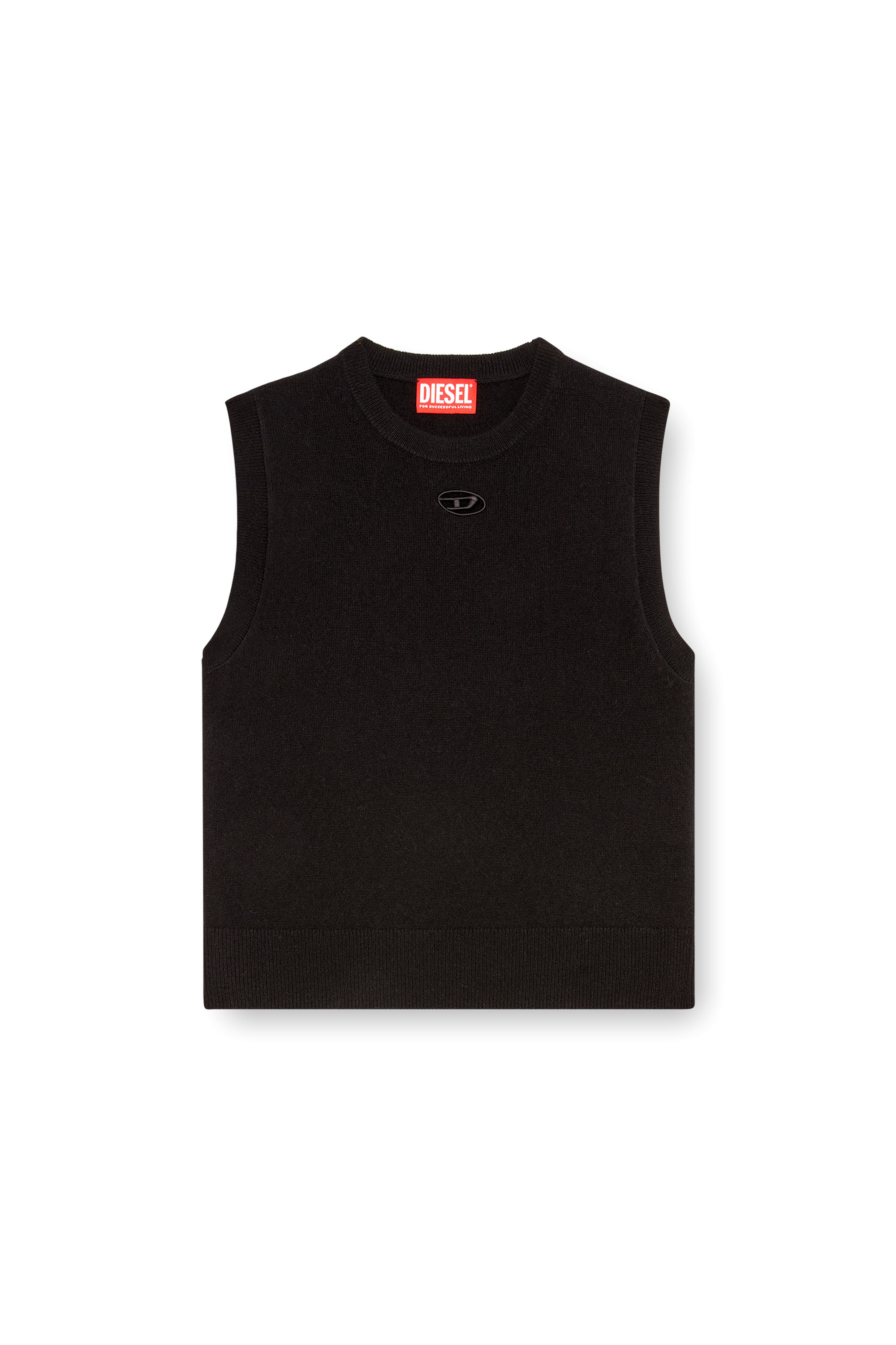 Diesel - M-ARGA-SL, Woman's Cropped vest in wool and cashmere knit in Black - 3