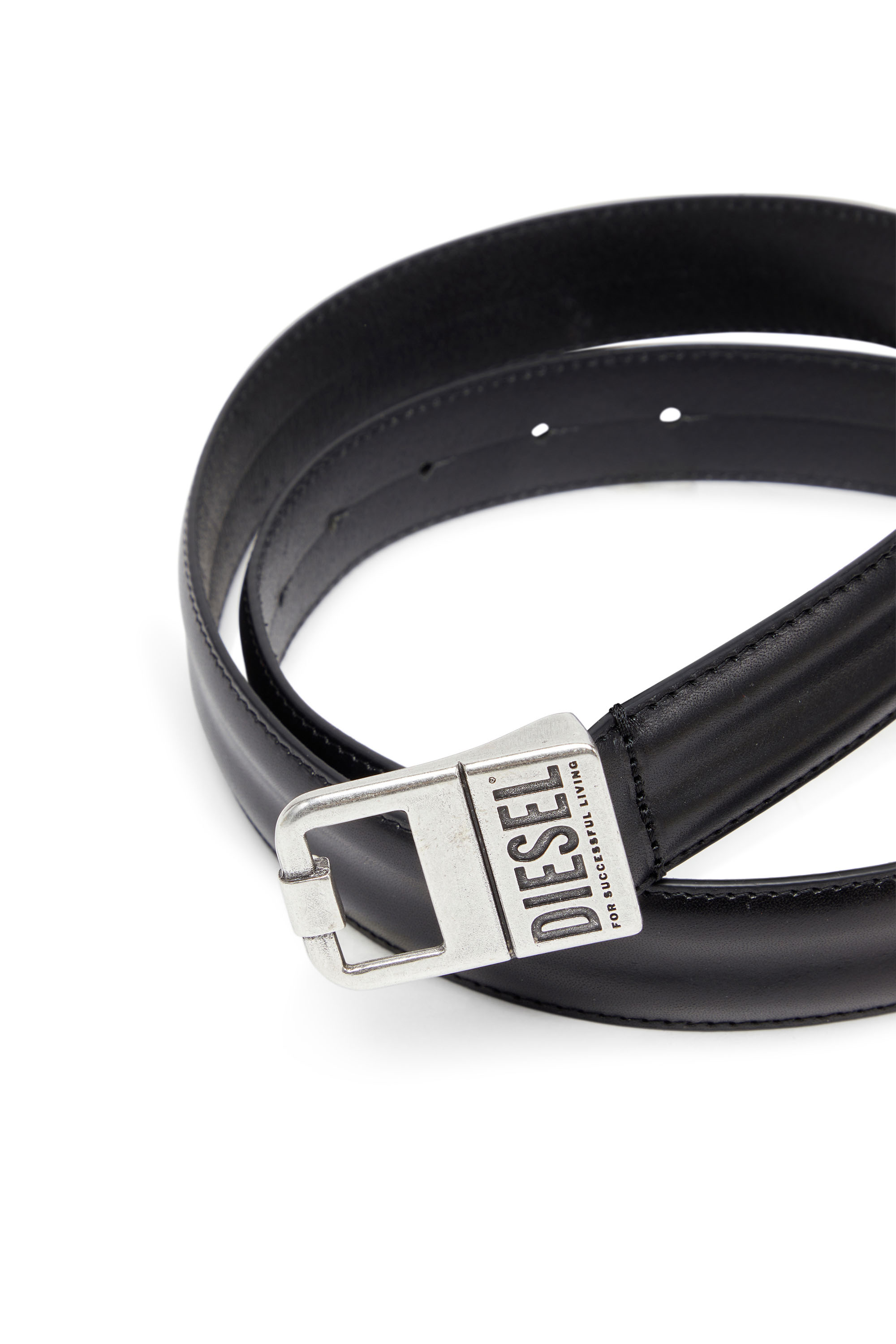 Diesel - B-SQUARE, Man's 3cm Leather belt in Black - 3