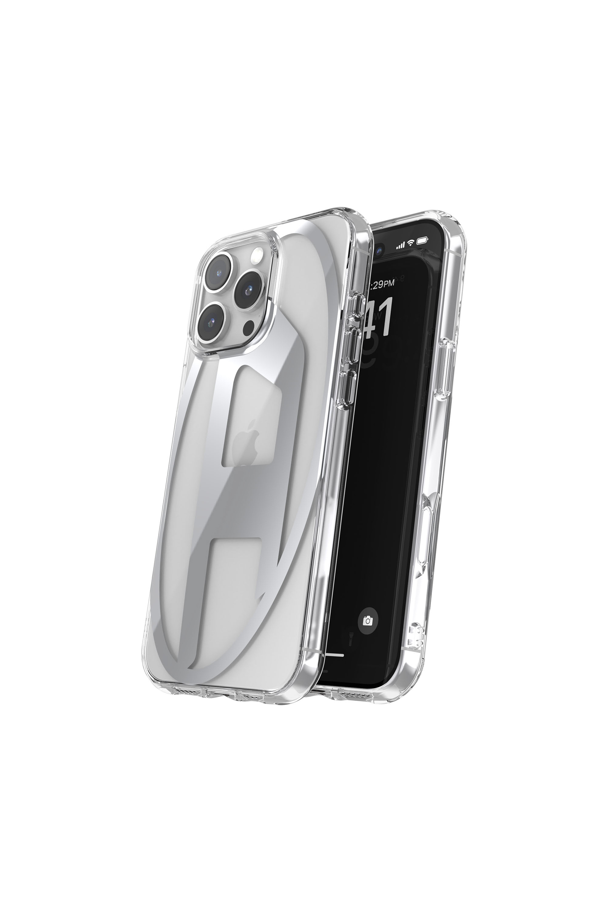 Diesel - 60142 AOP CASE, Unisex's Oval D Mirror Case for iP 16 Pro Max in Silver - 2