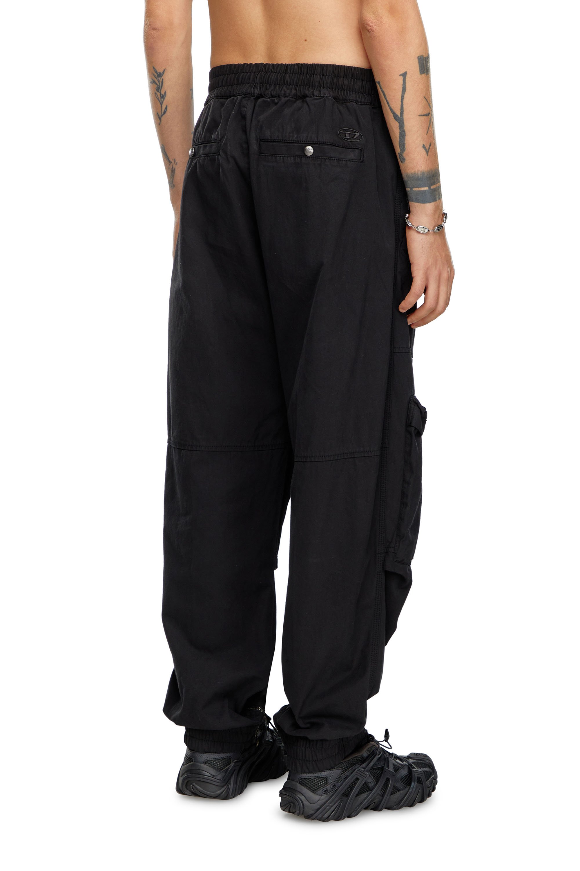 Diesel - P-BEECK, Man's Cargo pants in faded organic cotton in Black - 4