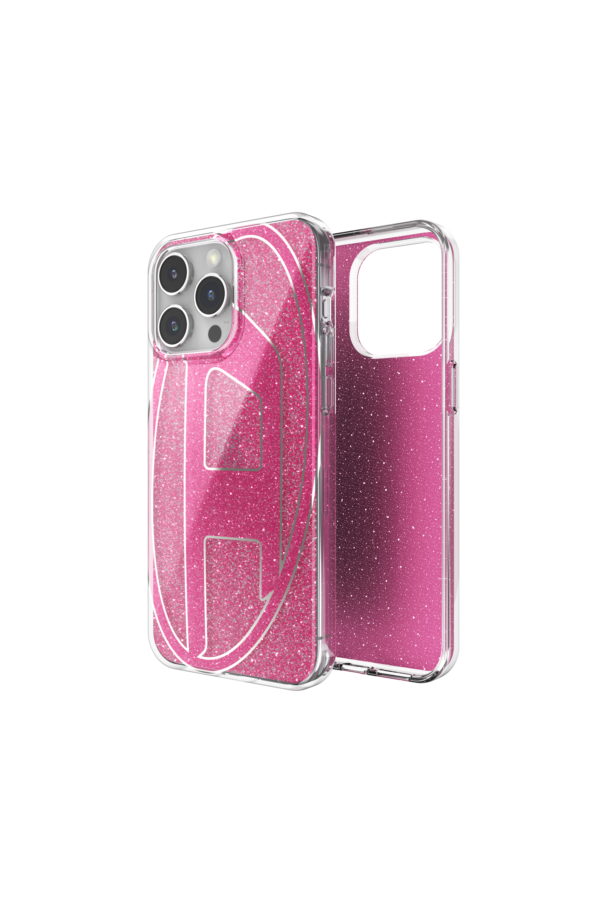 Diesel - 60037 AOP CASE, Unisex Glitter Case for iP 15 Pro Max in Pink - Image 1