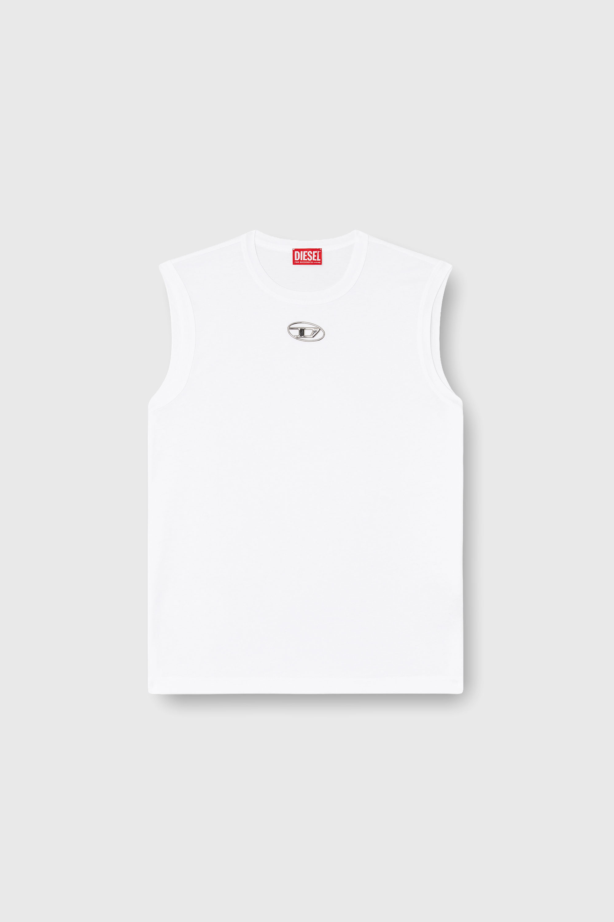 Diesel - T-BISCO-OD, Man's Tank top with metallic Oval D in White - 2