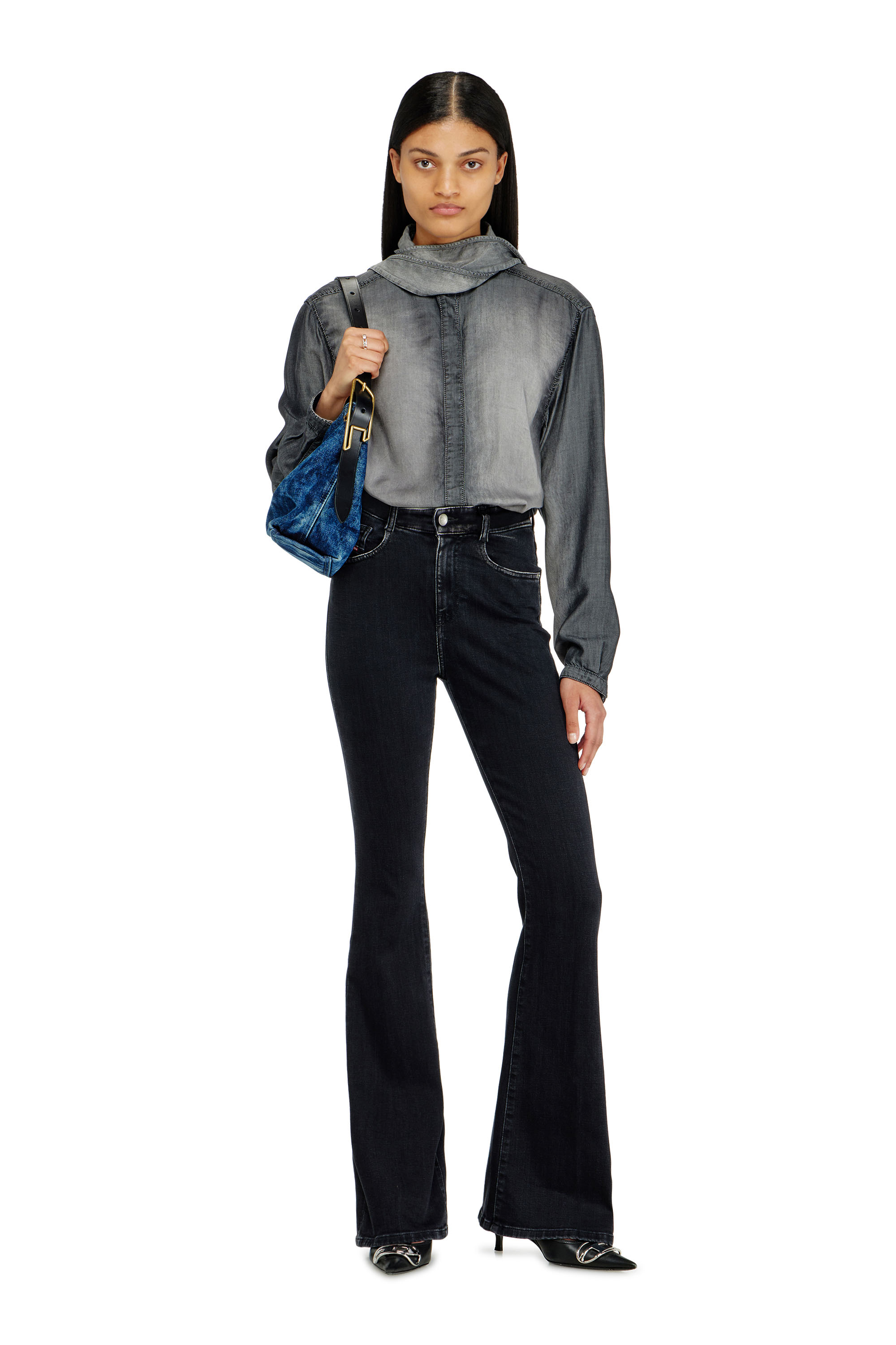 Diesel - D-LINE SHOULDER, Woman's D-Line-Denim shoulder bag in Medium blue - 1