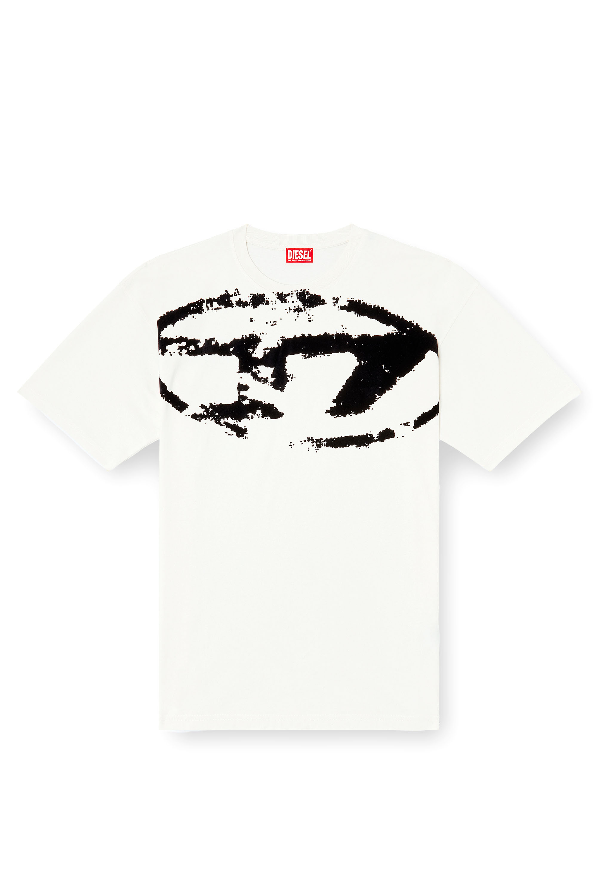 Diesel - T-BOXT-N14, Man's T-shirt with distressed flocked logo in White - 2