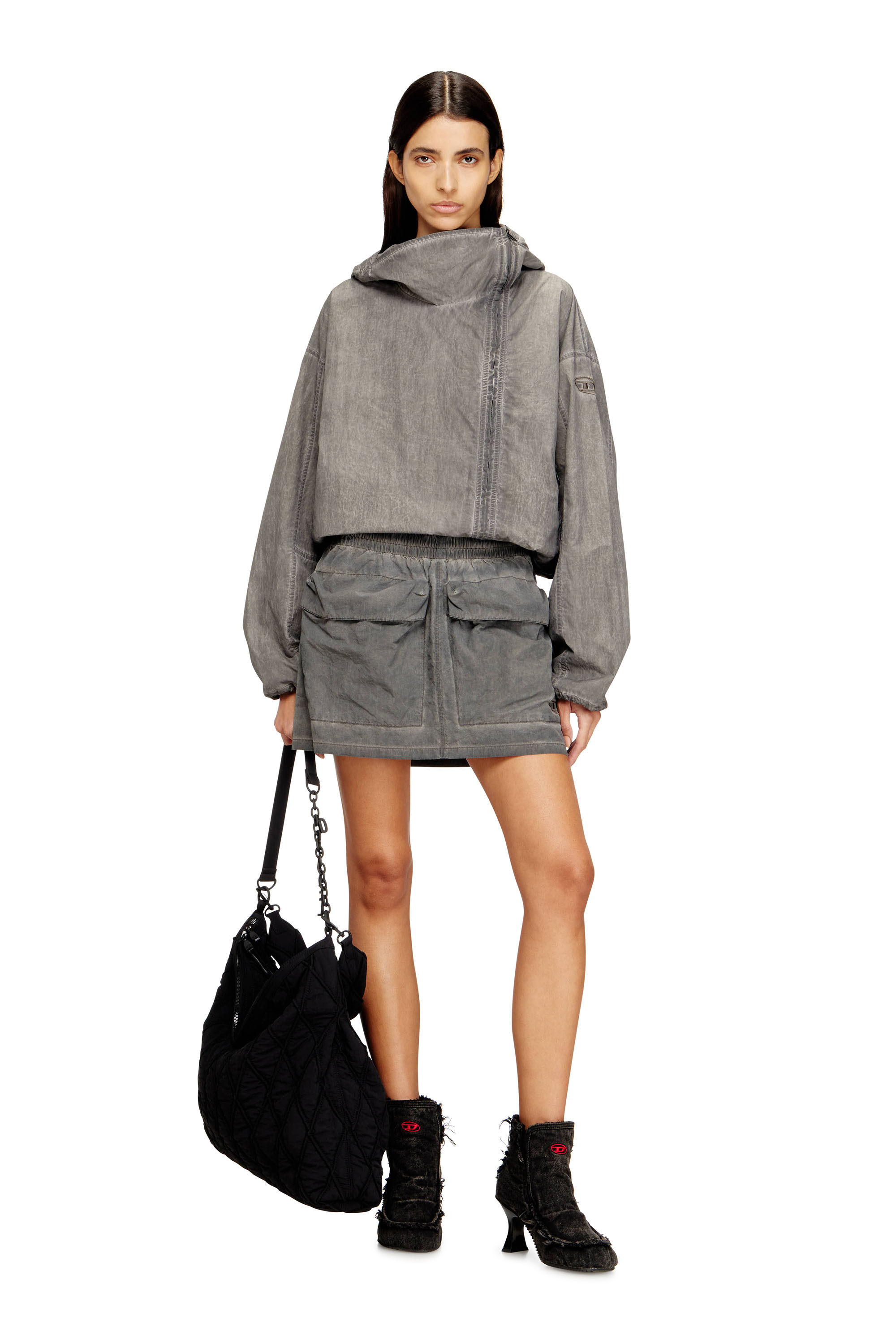 Diesel - O-CEAN-S1, Woman's Nylon mini skirt with maxi pouch pockets in null - 2