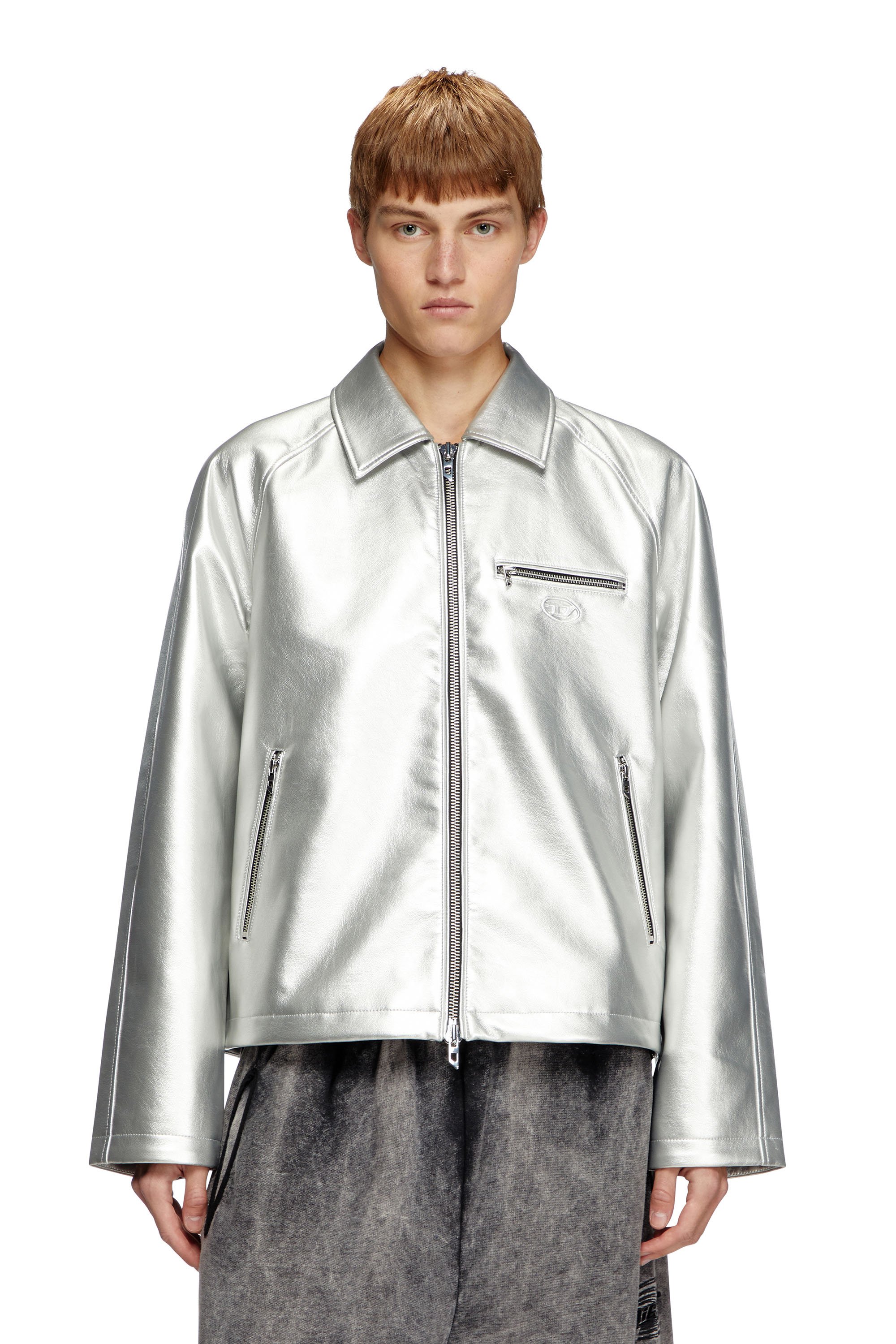 Diesel - J-THOME, Unisex's Metallic coach jacket in Silver - 7