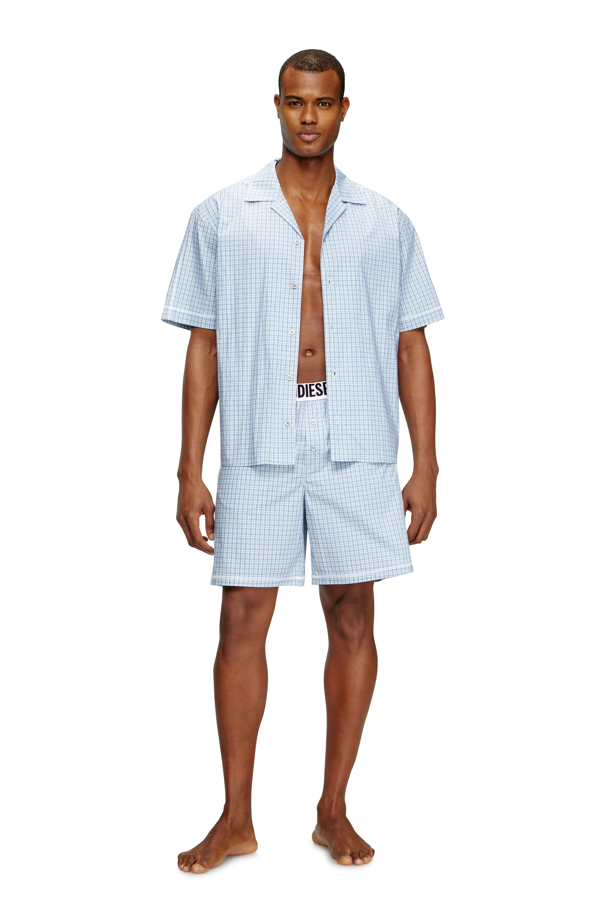 Diesel - SET-RAFAEL-D-CORE, Man's Short pyjamas in check cotton in Light Blue - 1