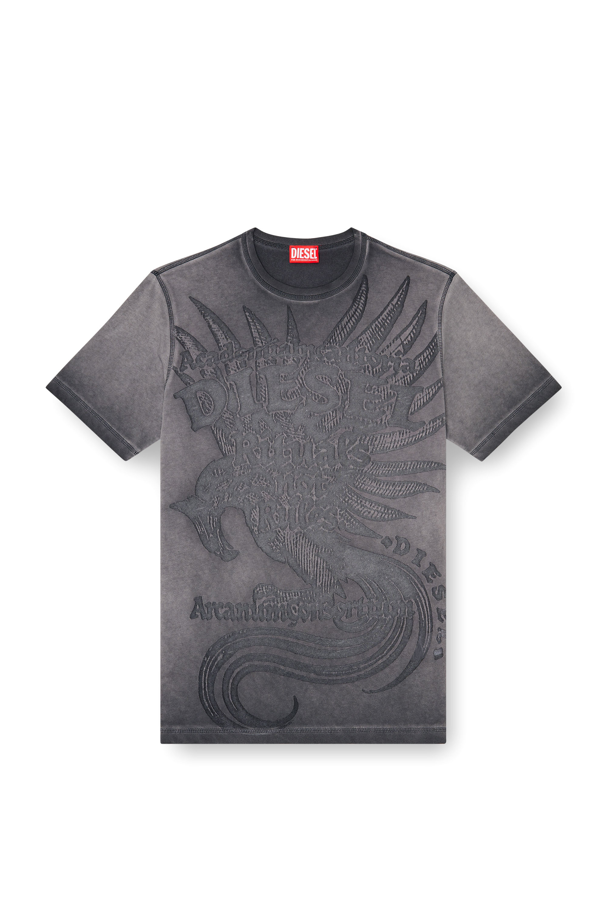 Diesel - T-RAWJUST-AA1, Man's Jersey T-shirt with embossed graphic in Dark grey - 2