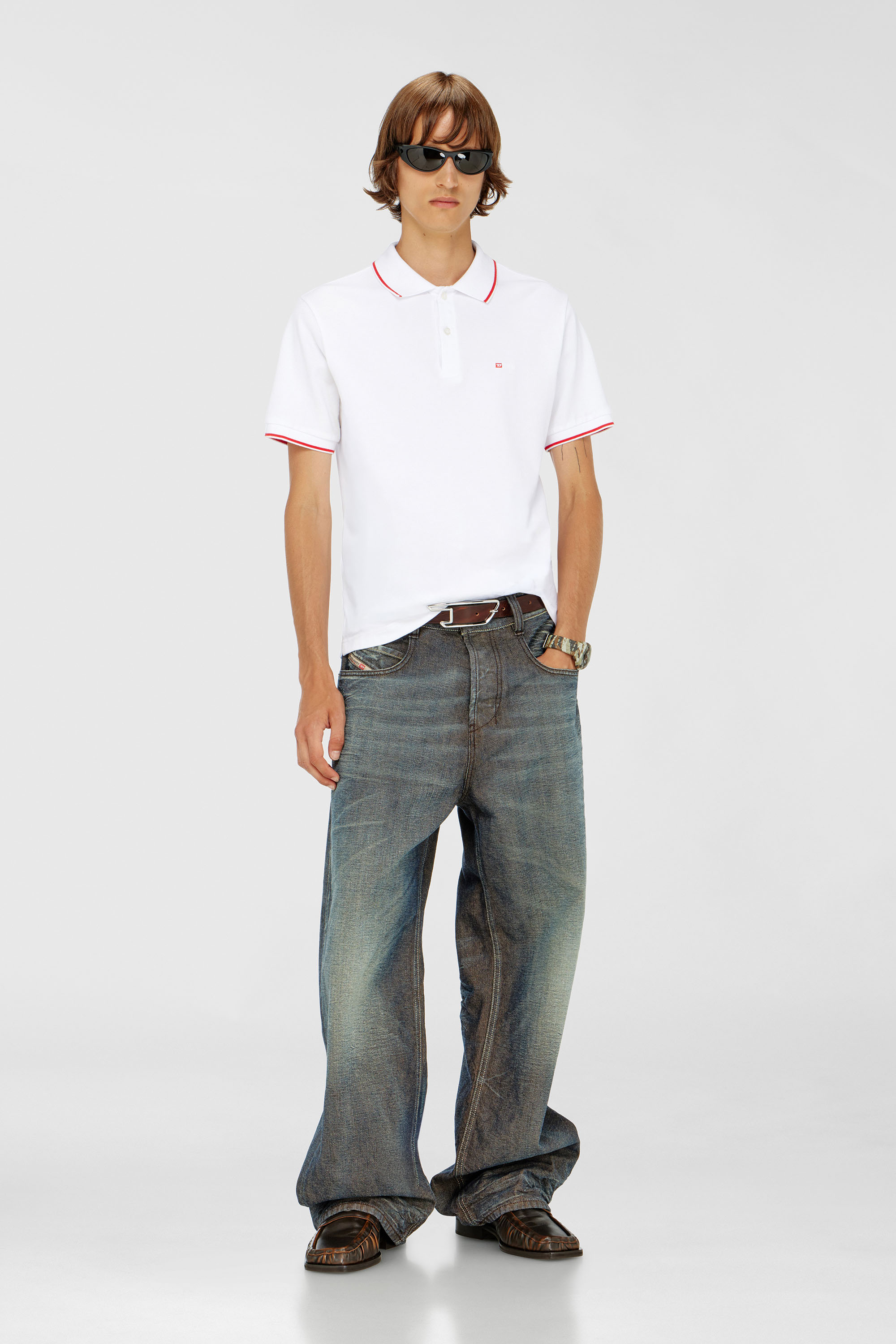Diesel - T-FERRY-MICRODIV, Man's Polo shirt with micro Diesel embroidery in White - 2