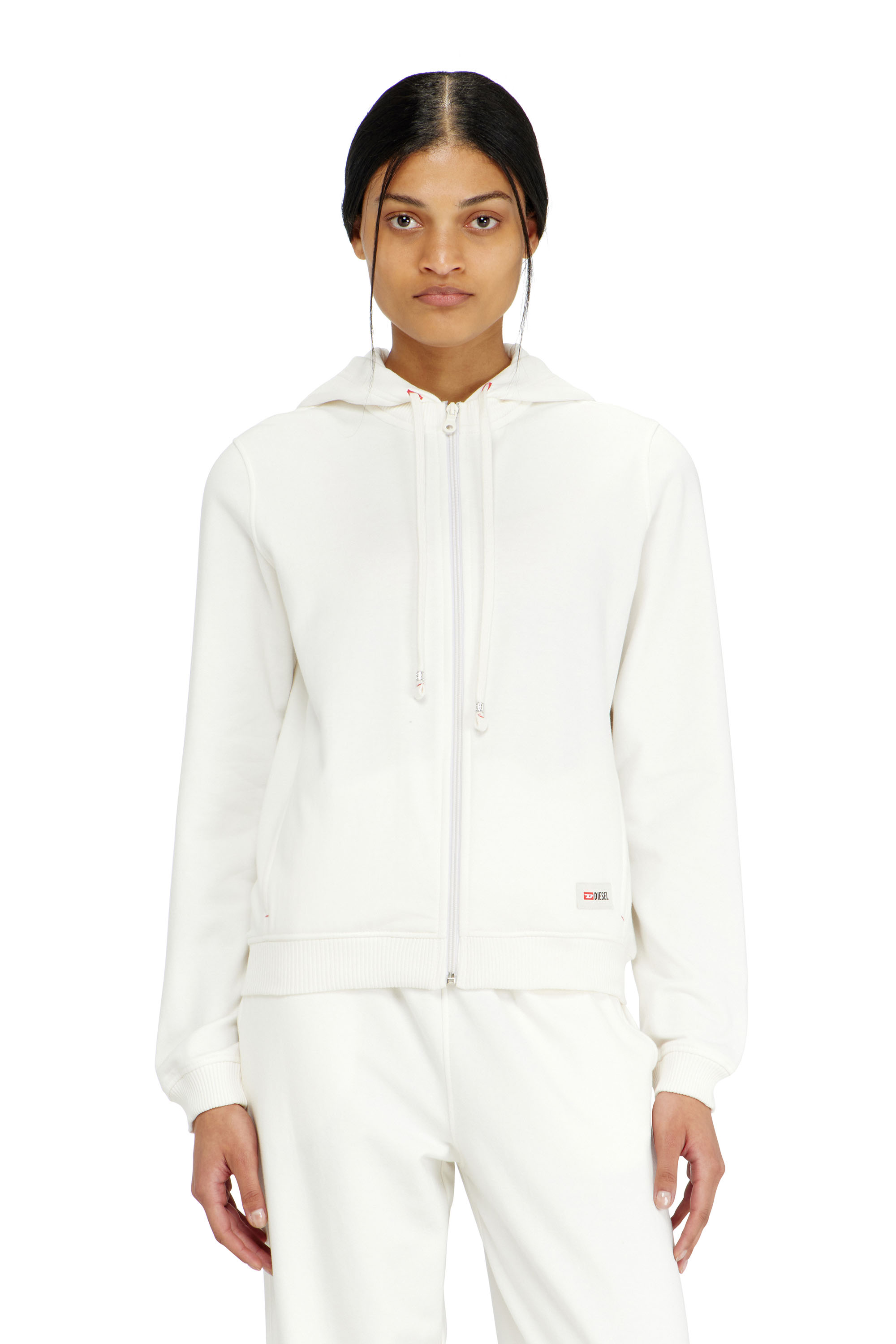Diesel - HARRIET-D-CORE, Woman's Hoodie in peached cotton blend in White - 1