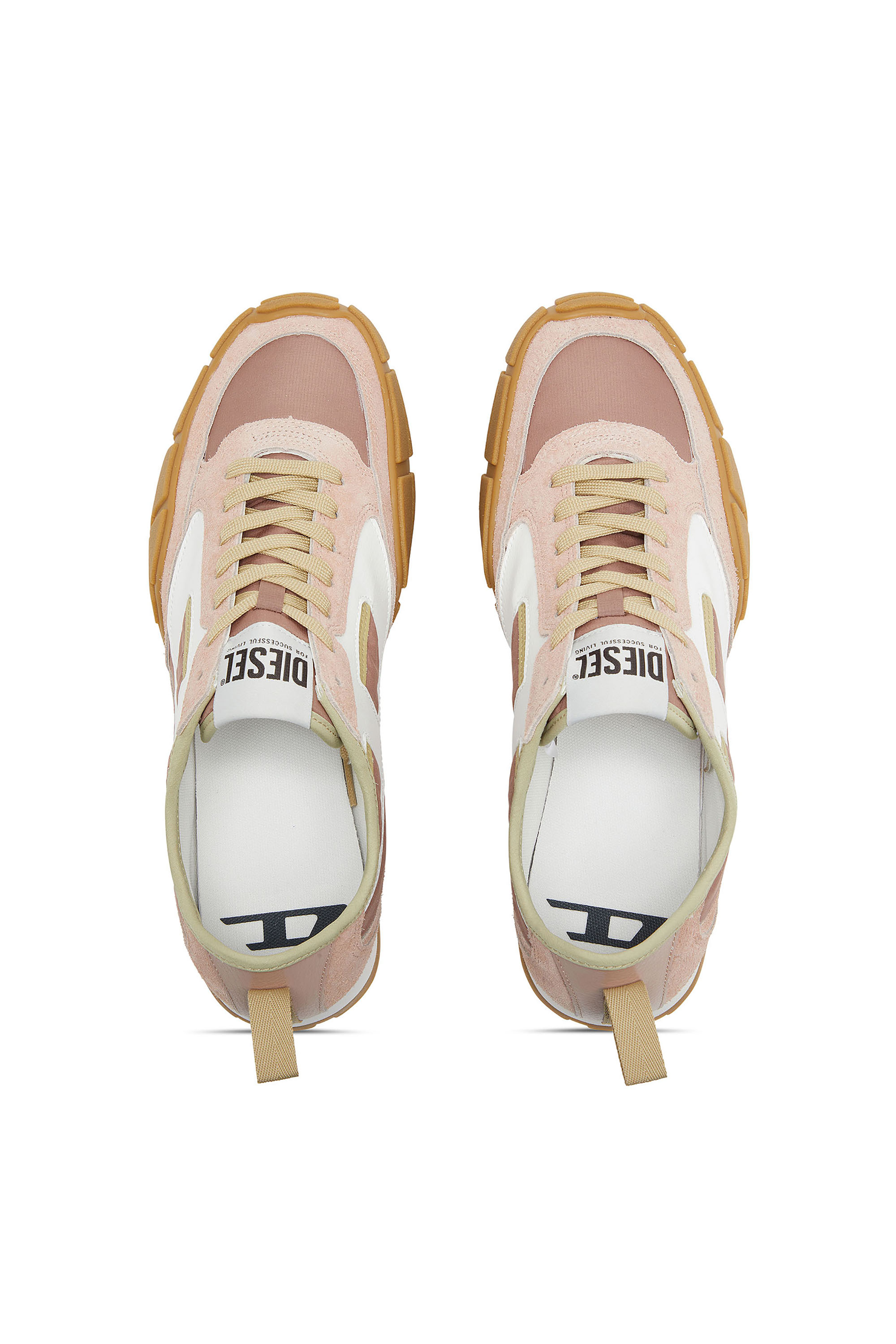 Diesel - S-PAGODHA LOW W, Woman's S-Pagodha-Sneakers in leather, suede and ripstop in Pink/White - 4