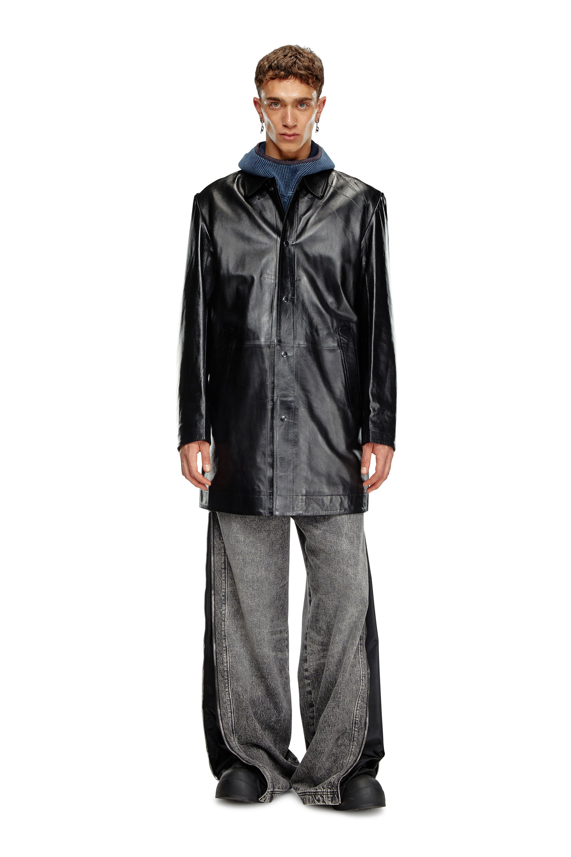 Diesel - L-CORDIER, Man Coated leather coat in Black - Image 2