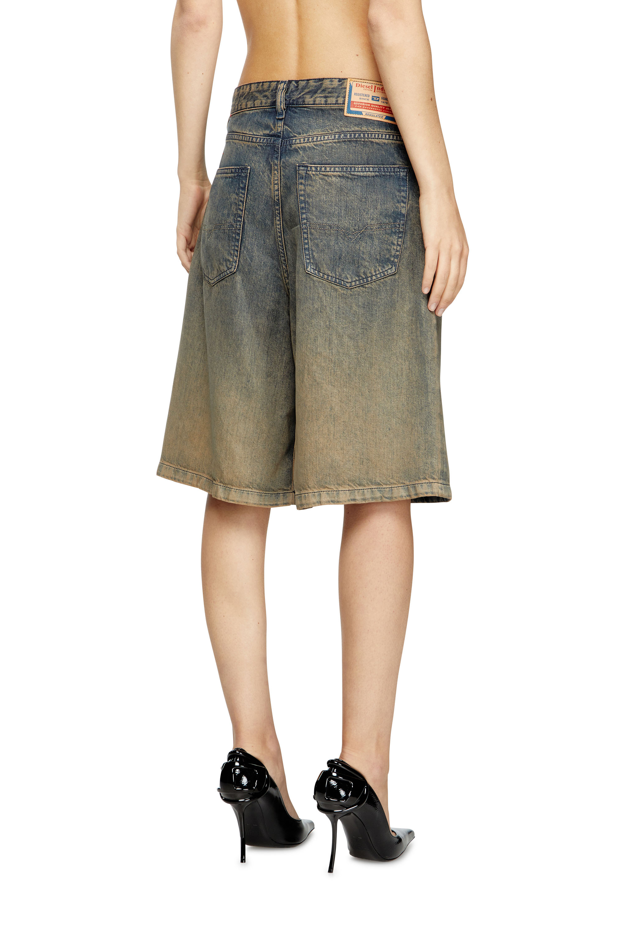 Diesel - DE-SIRE-SHORT-S, Woman's Shorts in fluid shaded denim in Dark Blue - 4