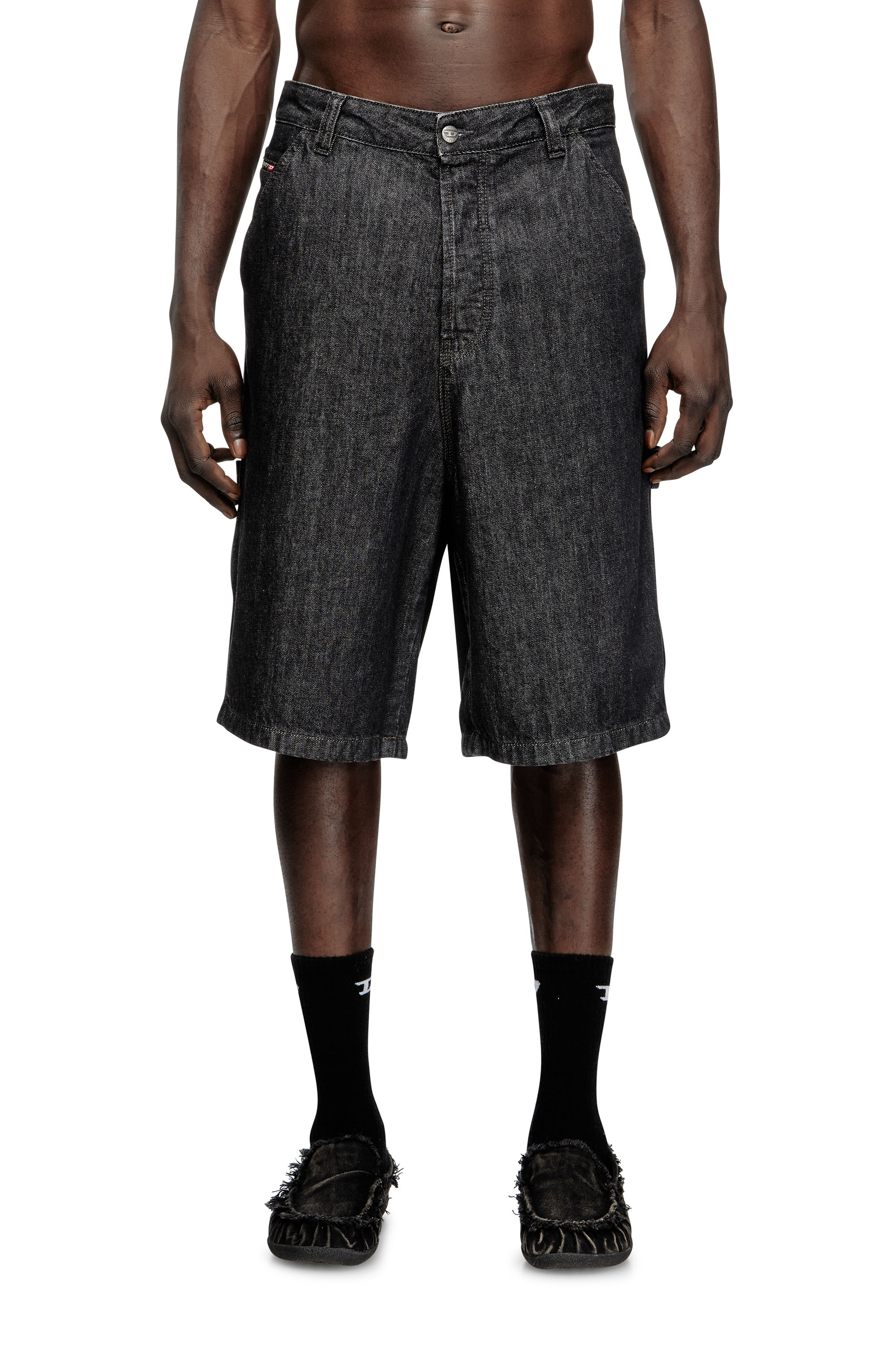 D-LIVERY-W-SHORT, Black Diesel - D-LIVERY-W-SHORT, Man's Shorts in rinse-wash denim in Black - 3