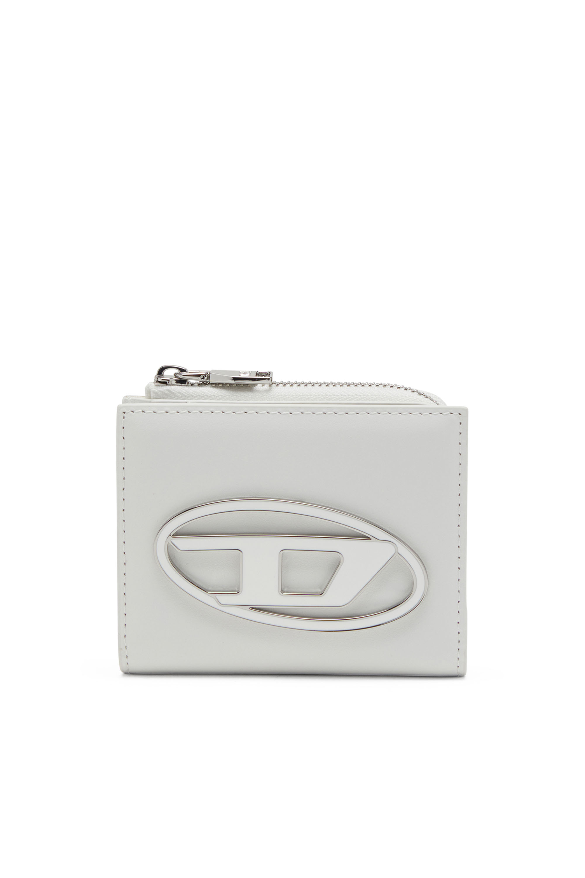 Diesel - 1DR CARD HOLDER ZIP L, Woman Bi-fold card holder in nappa leather in White - Image 1