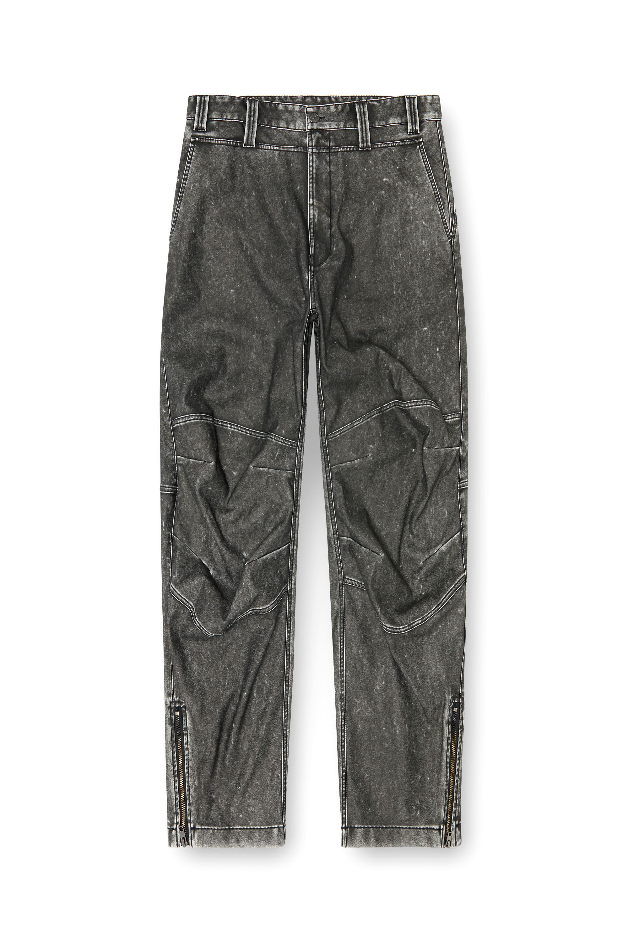 Diesel - P-DELLY-NJCJ, Man's Pants in distressed-effect bonded material in Dark grey - 4