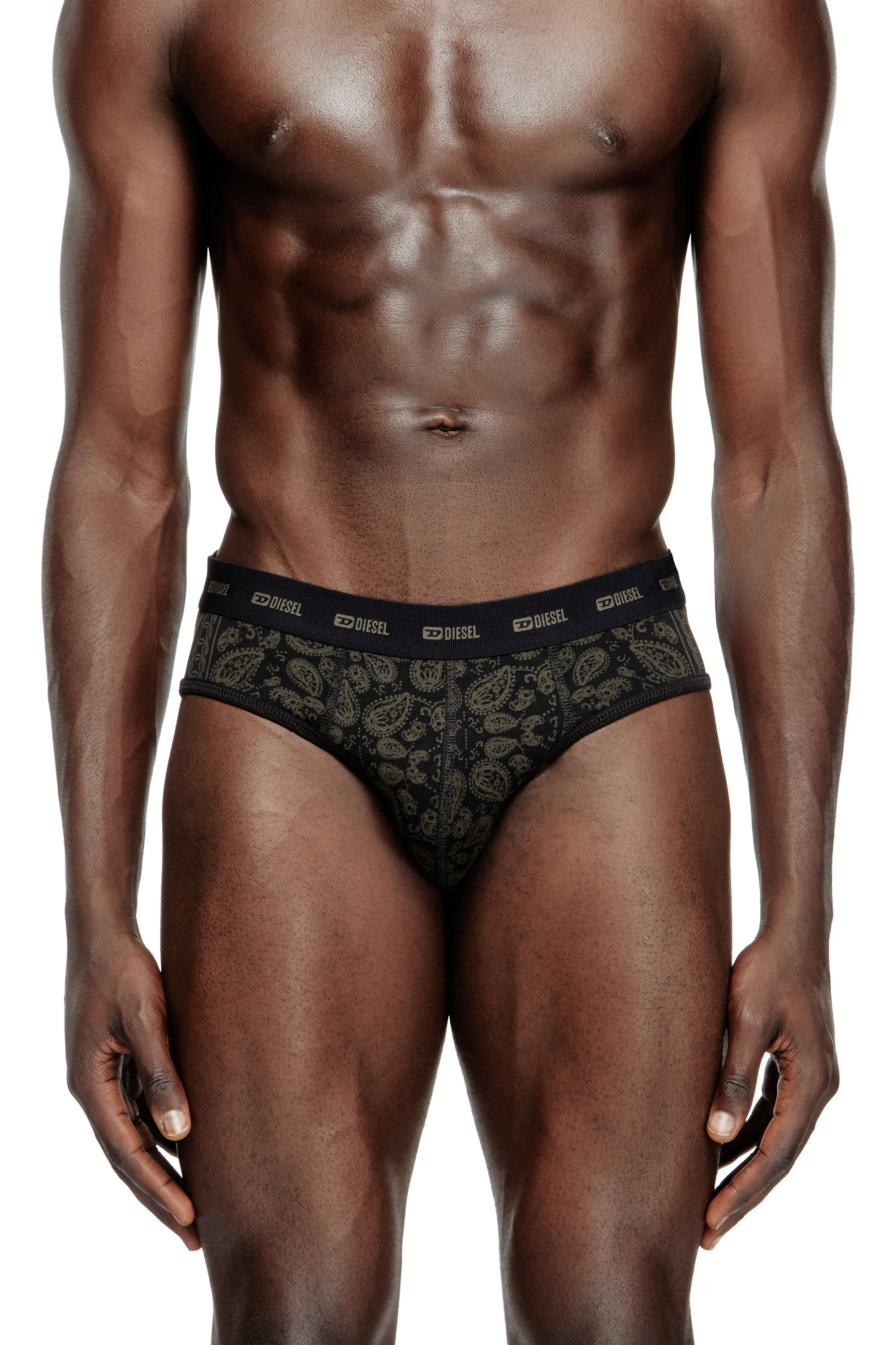Diesel - ANDRE-UTLT-3PACK, Man's 3-pack stretch cotton briefs with Bandana print in Black/White - 3