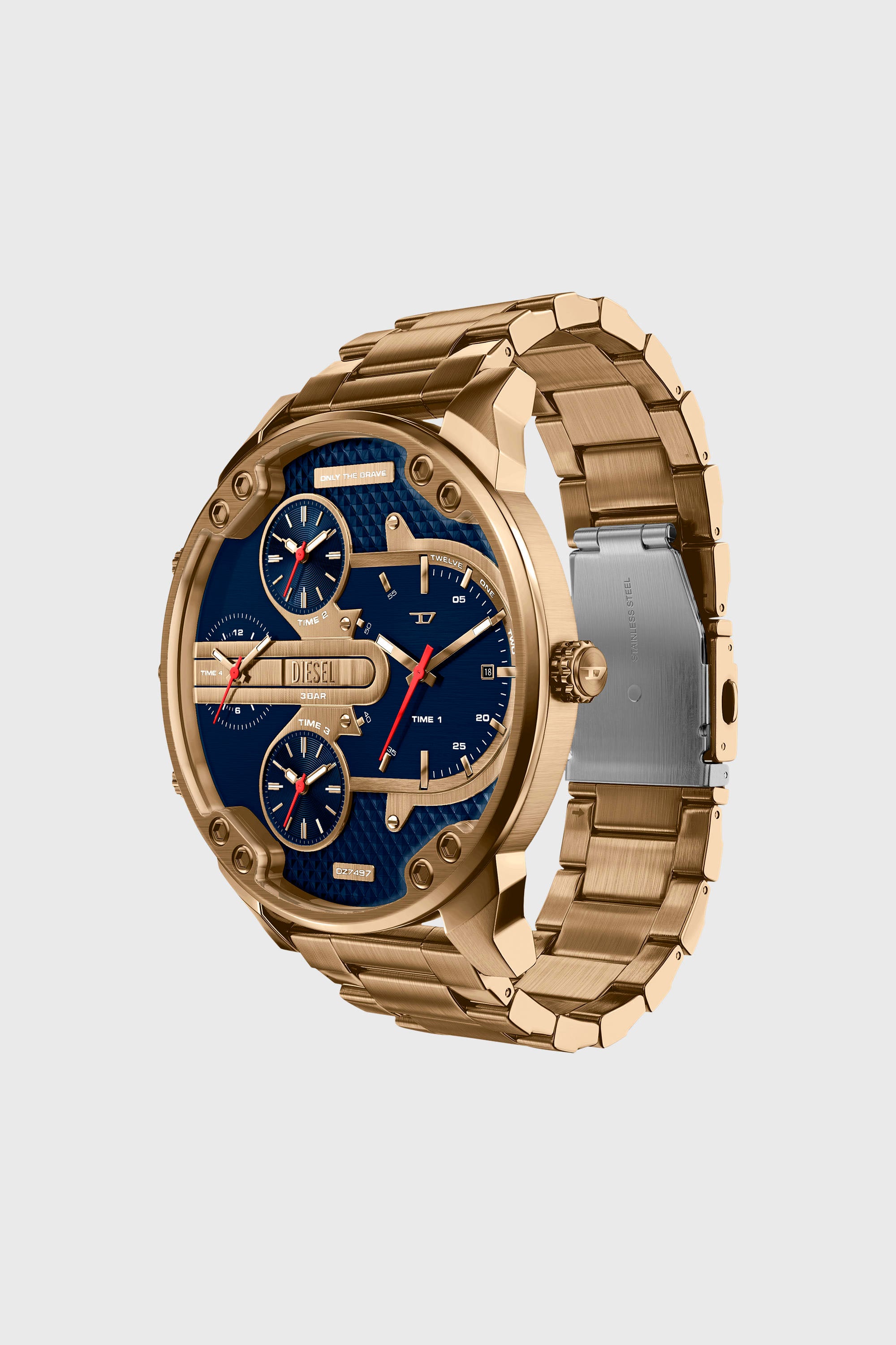 Diesel - DZ7497 WATCH, Man's Mr. Daddy Slim date antique gold-tone stainless steel watch in Gold - 5