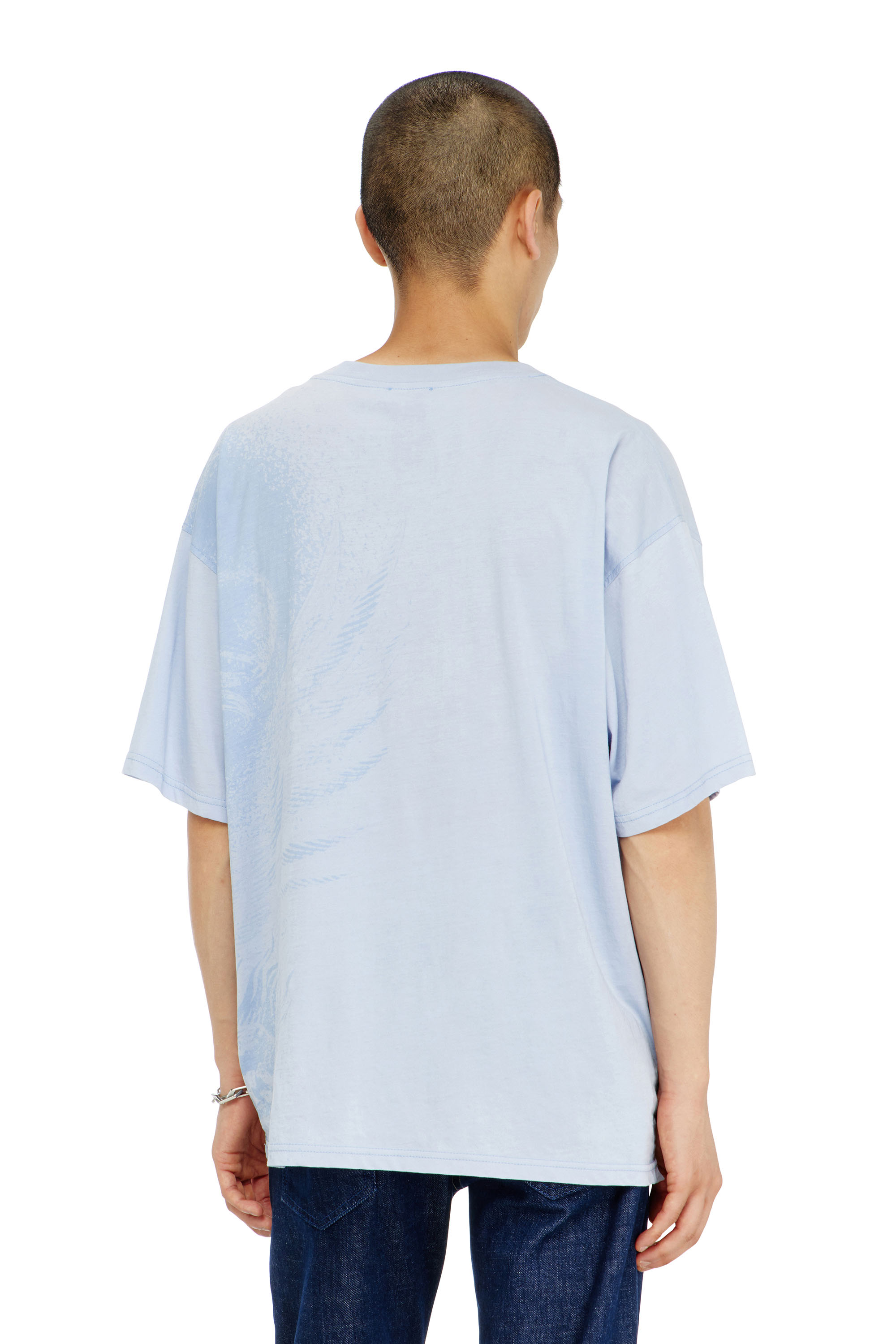 Diesel - T-BOXT-AA3, Man's Relaxed T-shirt with pigment prints in Light Blue - 4