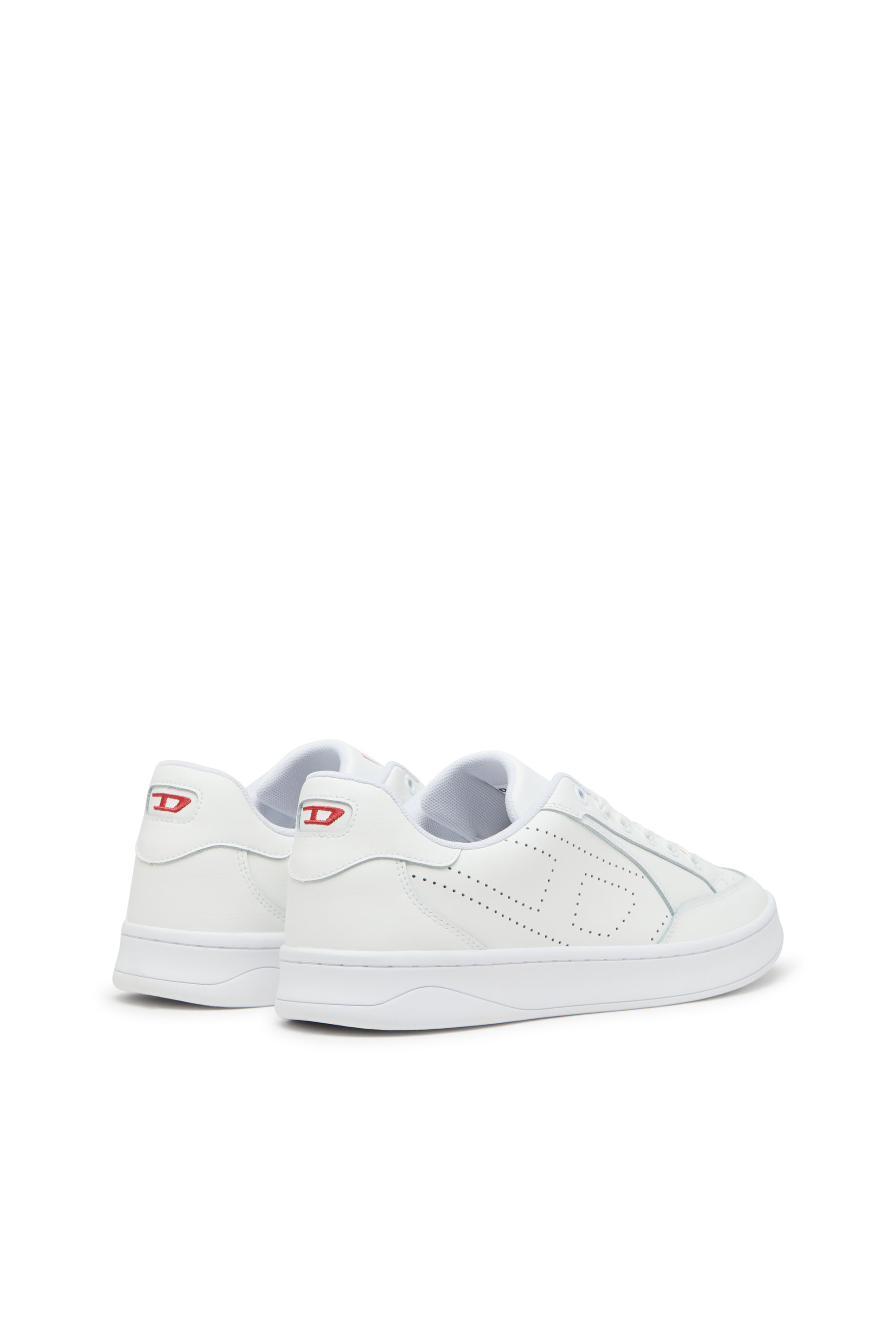 Diesel - S-DAKOTA LOW, Man's S-Dakota-Leather sneakers with perforated logo in White - 3