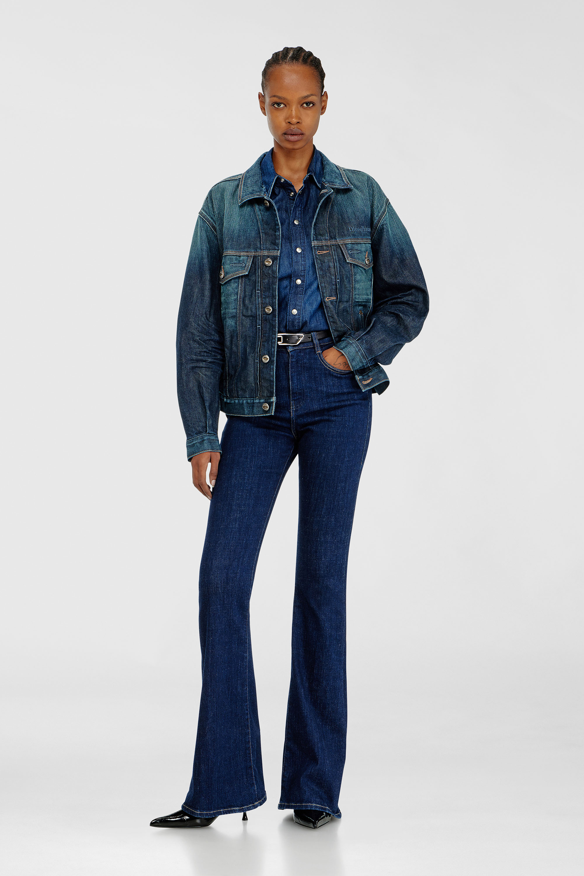 Diesel - D-DENVER-CL, Unisex's Trucker jacket in selvedge denim in Medium blue - 2