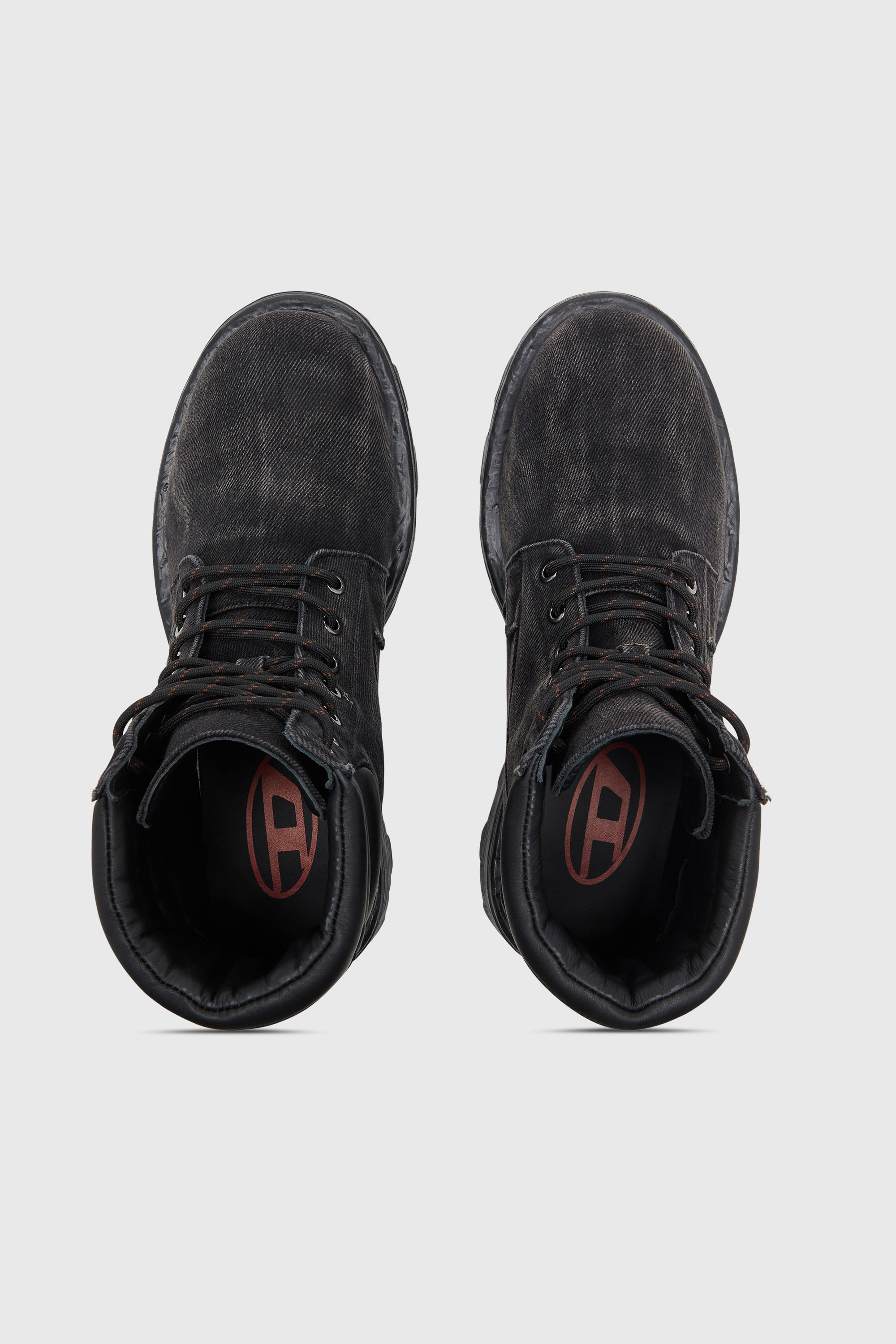 Diesel - D-HAMMER LACE UP, Man's D-Hammer-Combat boots in denim and leather in Black - 4