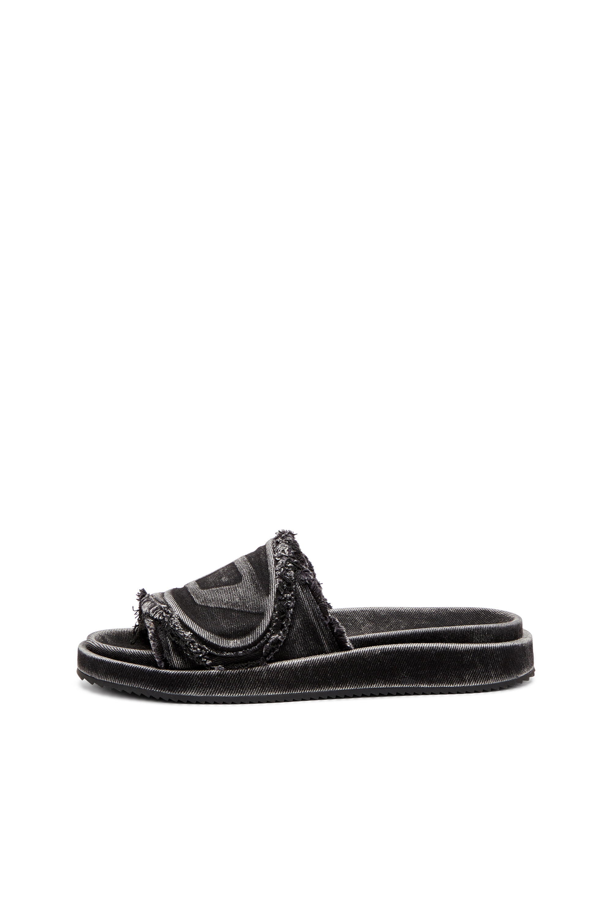 Diesel - SA-SLIDE D OVAL, Unisex's Sa-Slide D-Distressed denim slides in Black - 7