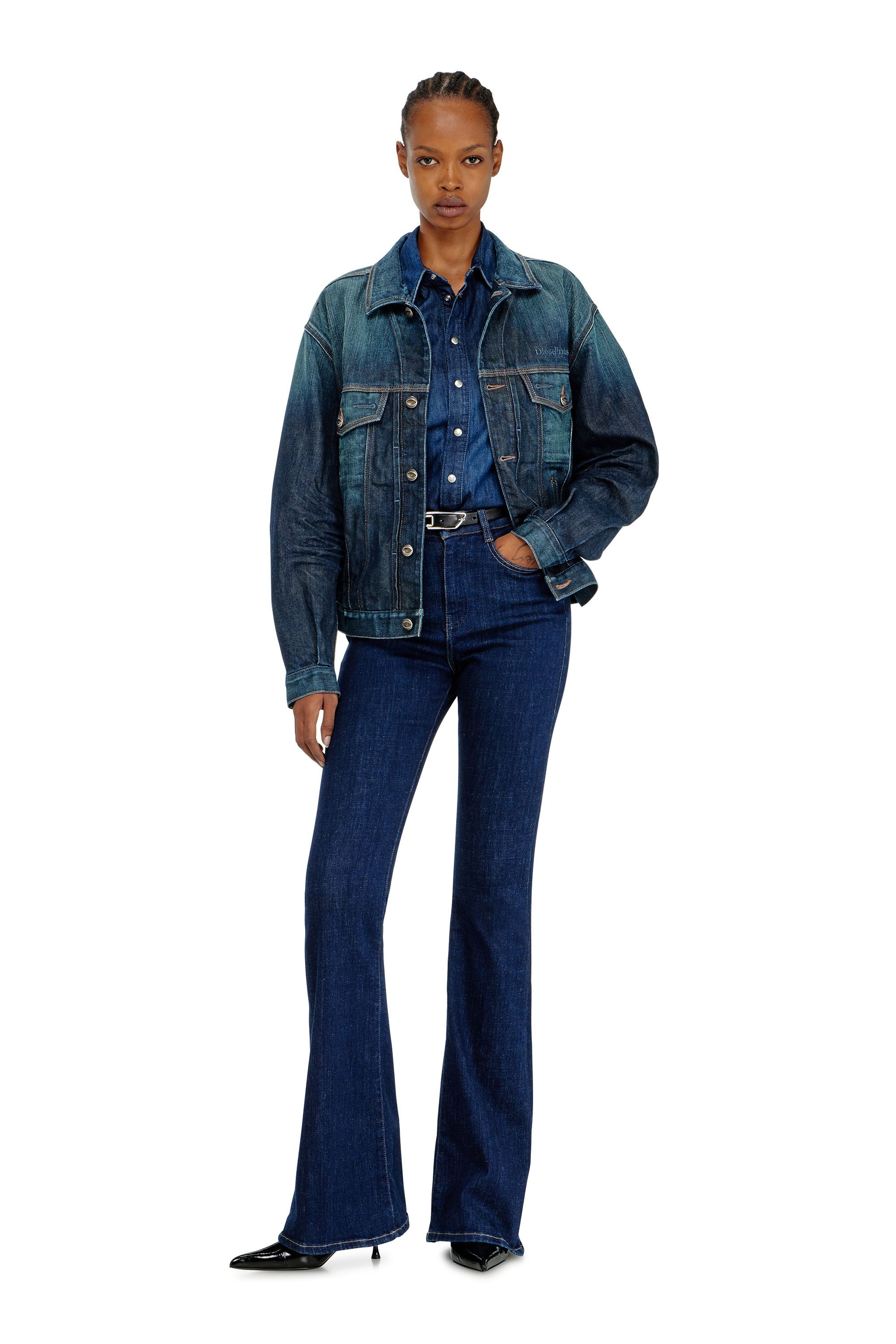 Diesel - D-DENVER-CL, Unisex's Trucker jacket in selvedge denim in Dark Blue - 4
