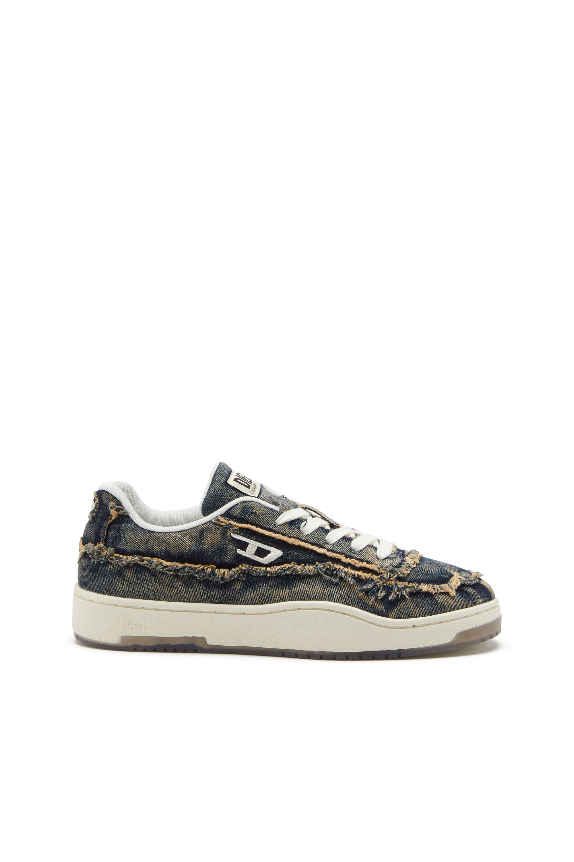 S-TRACKER-D LOW, Blue Diesel - S-TRACKER-D LOW, Man's S-Tracker-D-Frayed denim sneakers with transparent sole in Blue - 1
