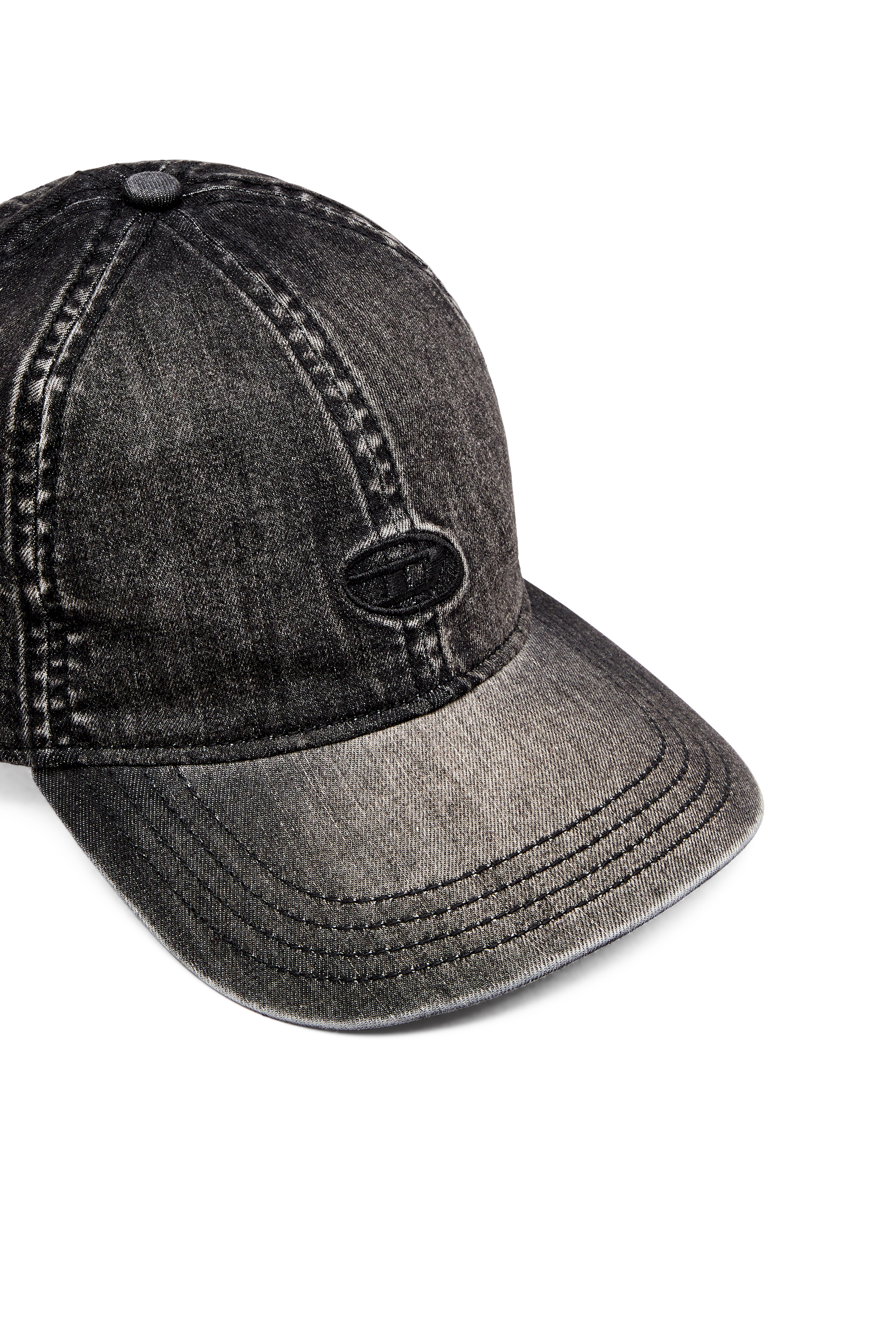 Diesel - C-GABLE-BLACK, Man's Light black stretch denim cap in Black - 3