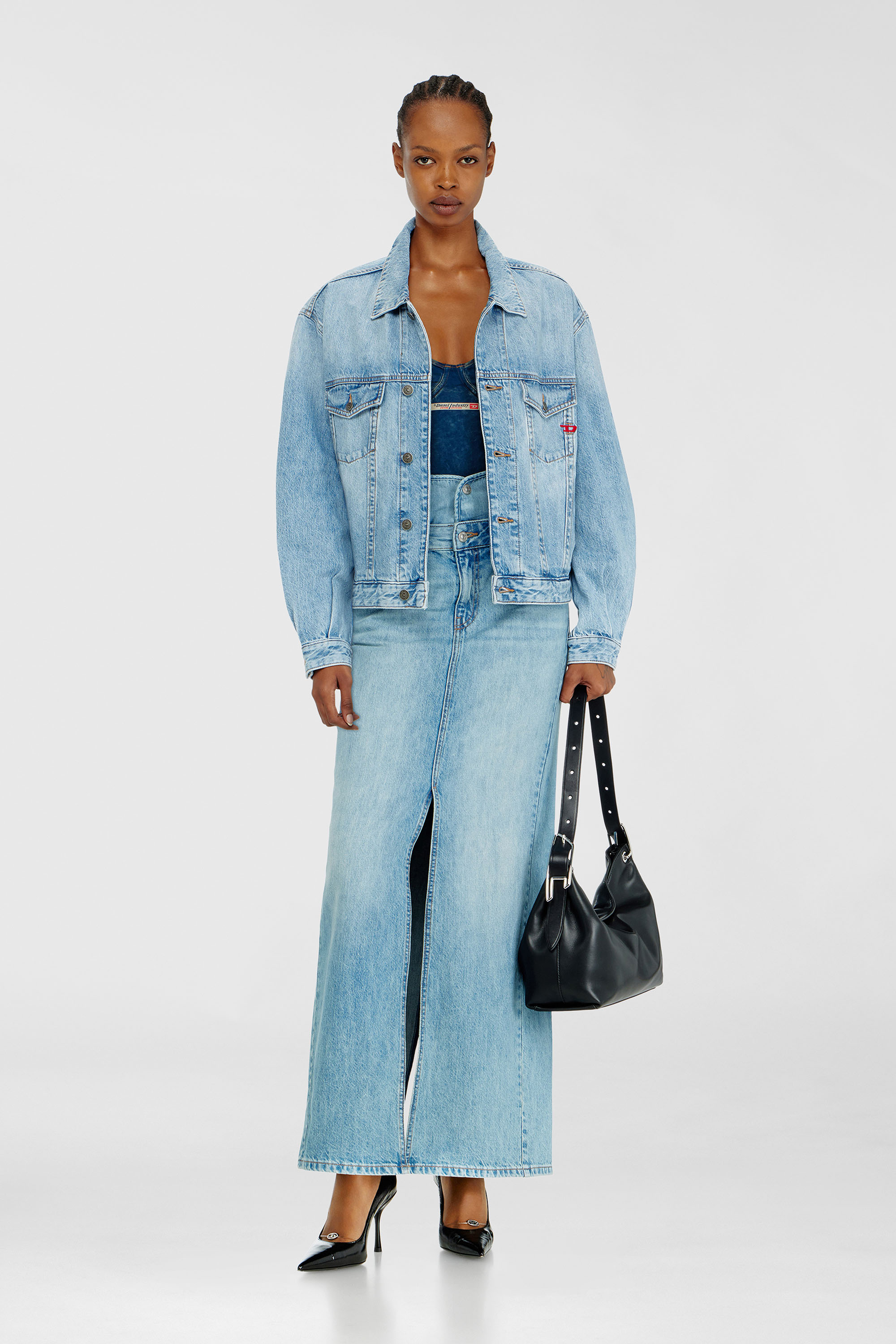 Diesel - D-RANGER, Unisex's Trucker jacket in denim in Light Blue - 2