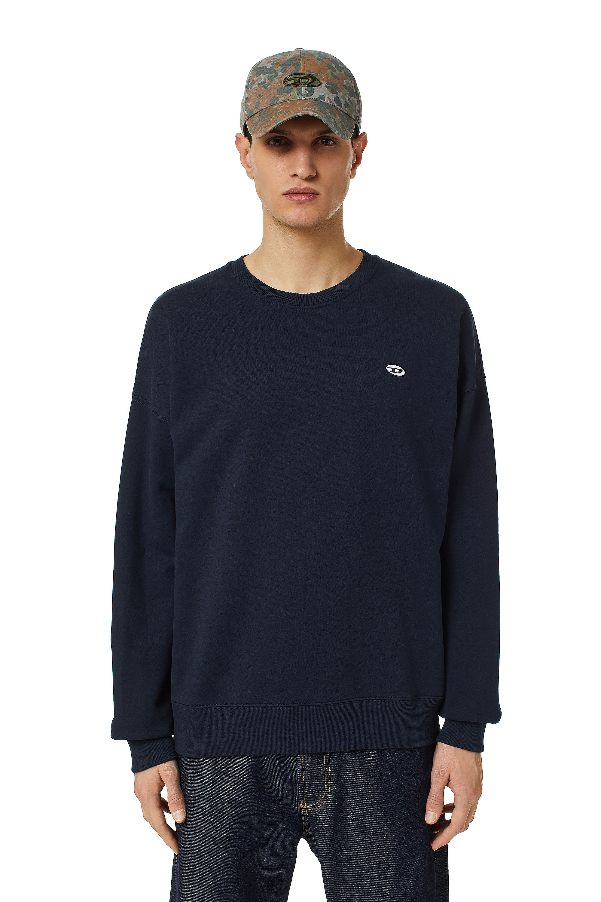 Diesel - S-ROB-DOVAL-PJ, Man Sweatshirt with logo patch in Blue - Image 1