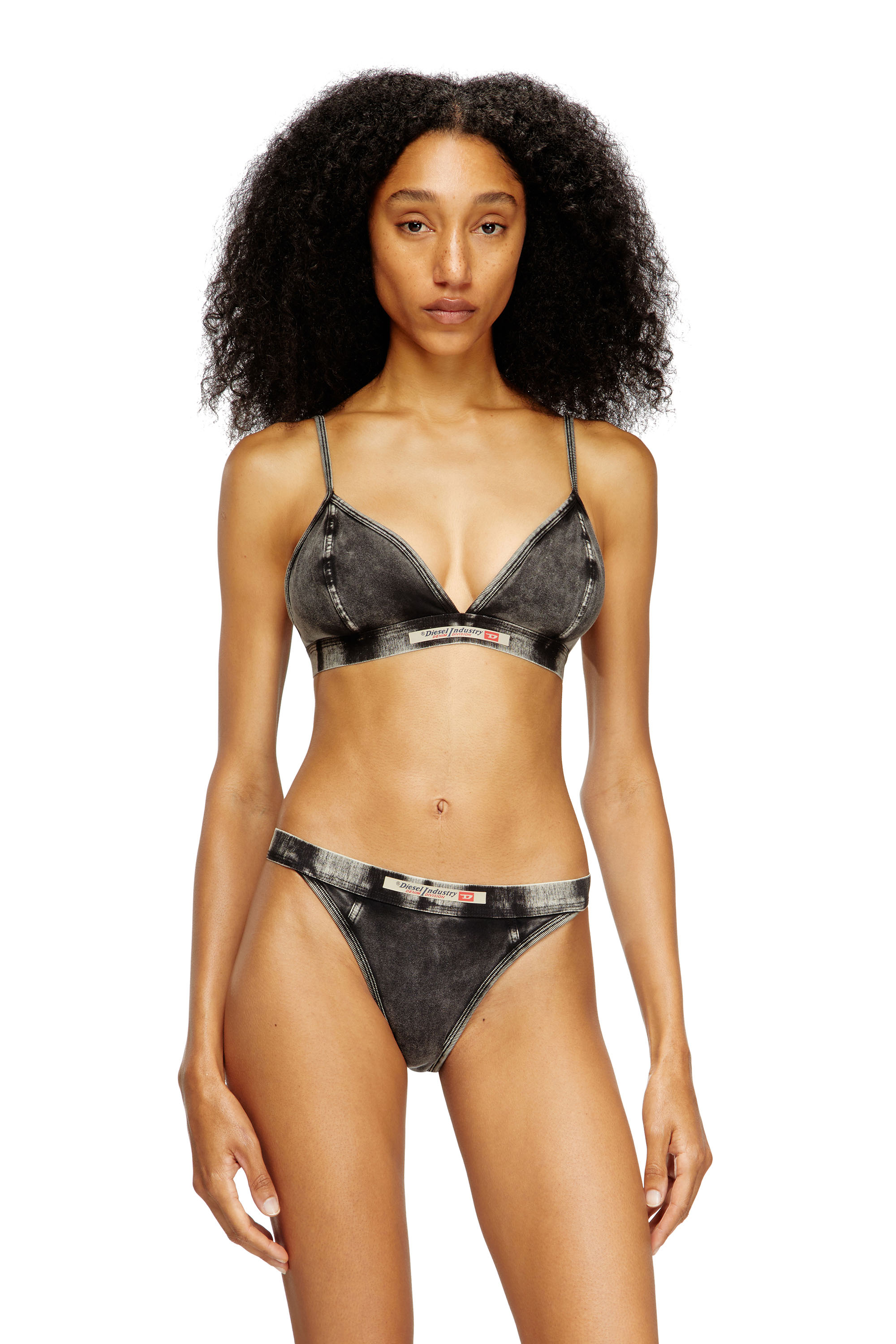 Diesel - SCILLA-DNM, Woman's Denim-effect triangle bra in Dark grey - 3