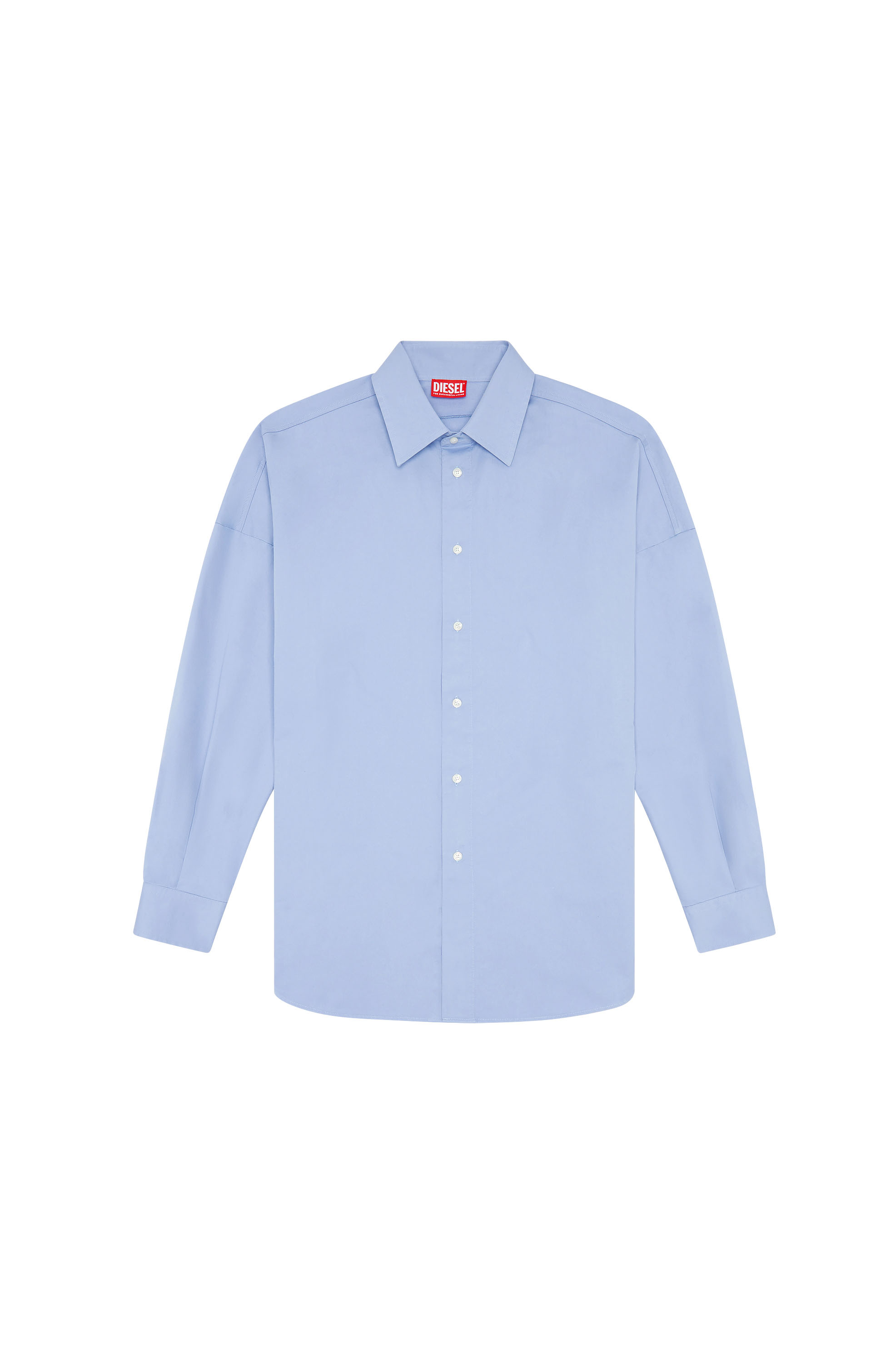 Diesel - S-LIMO-LOGO, Man Shirt with maxi logo embroidery in Blue - Image 3