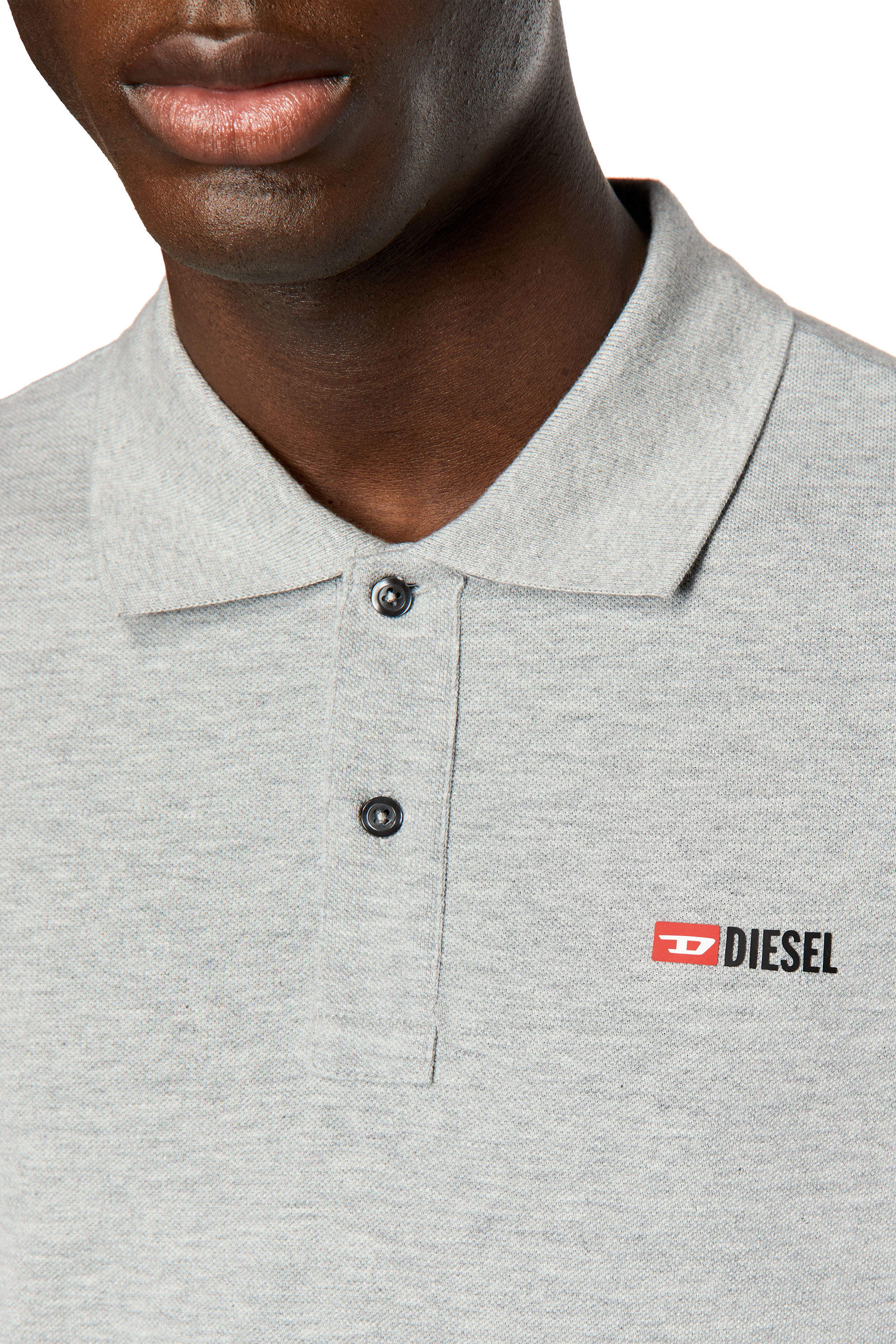 Diesel - T-SMITH-DIV, Man Polo shirt with high-density logo print in Grey - Image 3