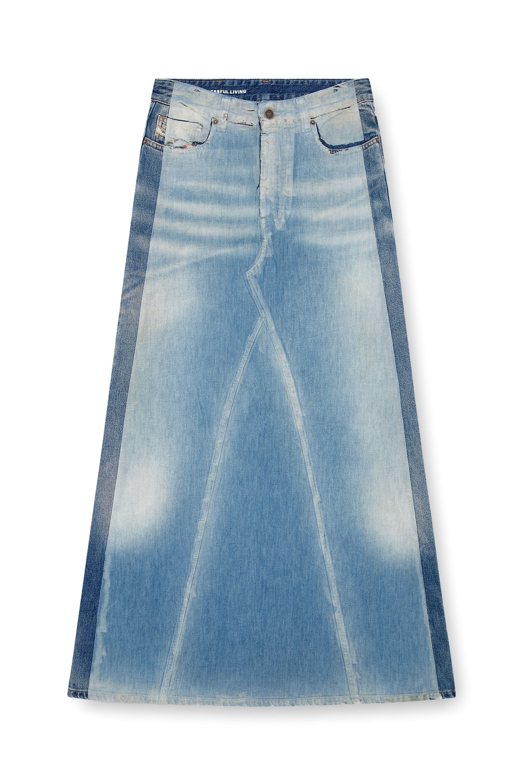 Diesel - DE-PAGO-S4, Woman Long skirt in peel-off denim in Blue - Image 3
