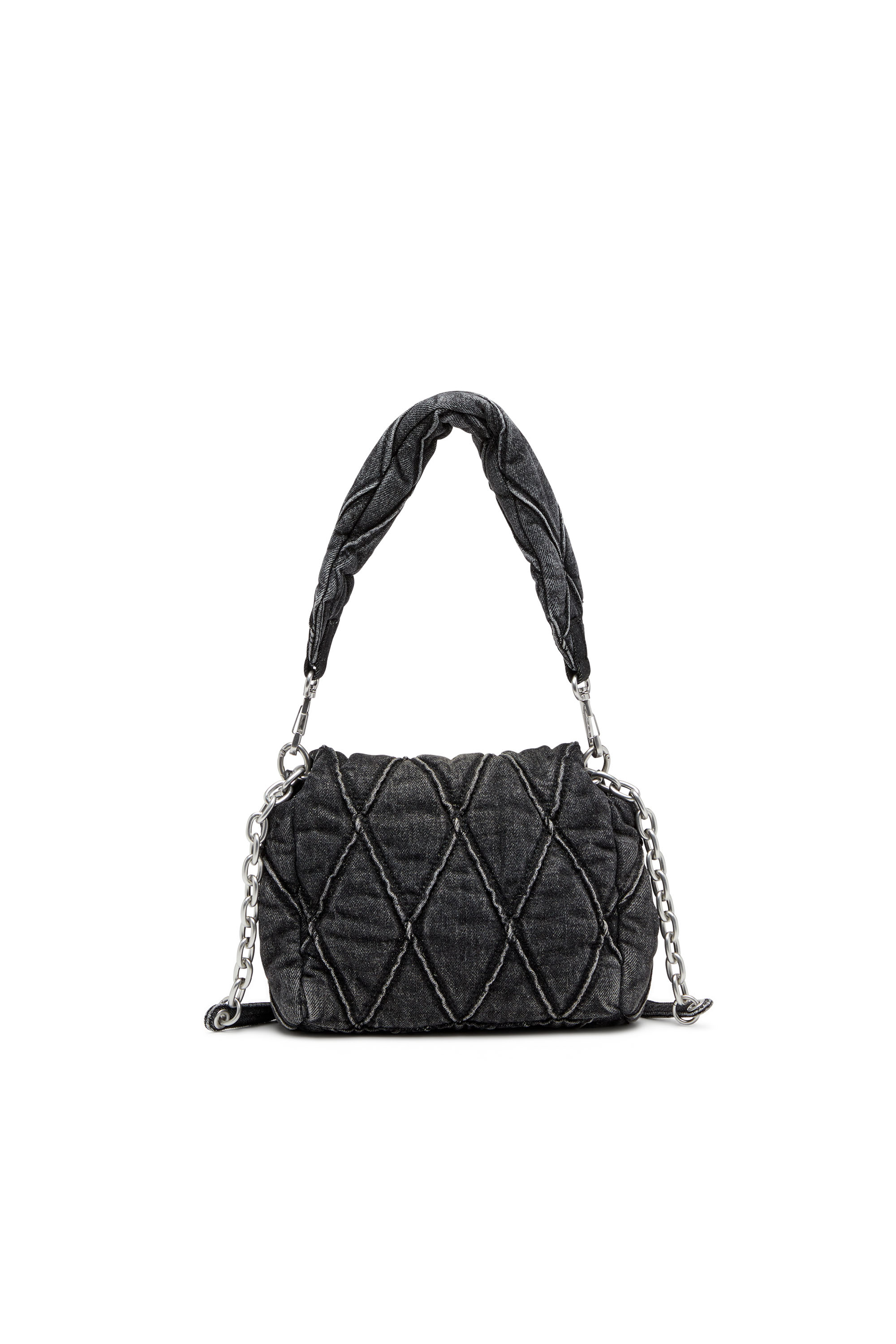 Diesel - CHARM-D SHOULDER S, Woman's Charm-D S-Small shoulder bag in quilted denim in Black - 2