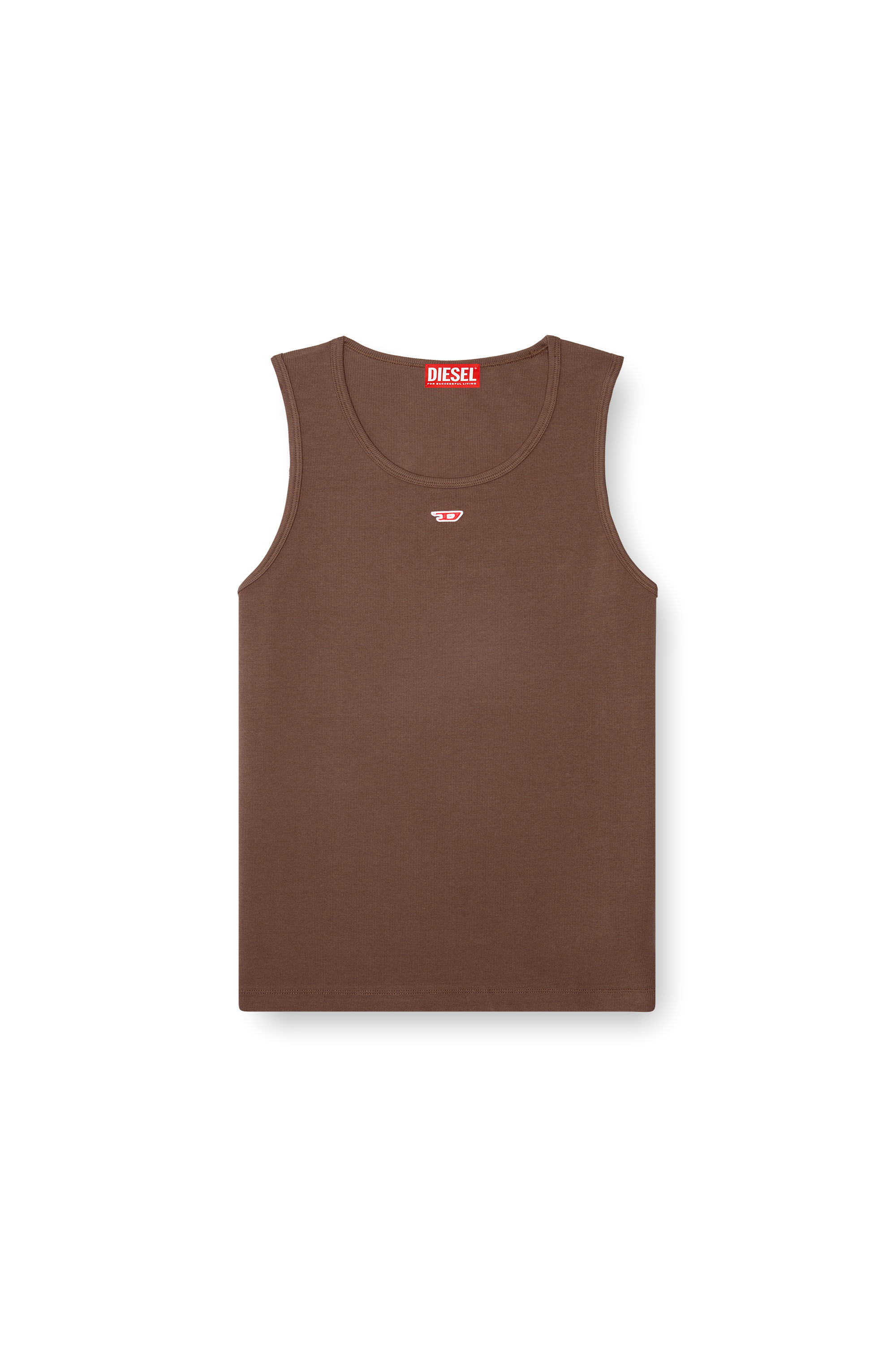 Diesel - T-LIFTY-D, Man Tank top with mini D logo patch in Brown - Image 3